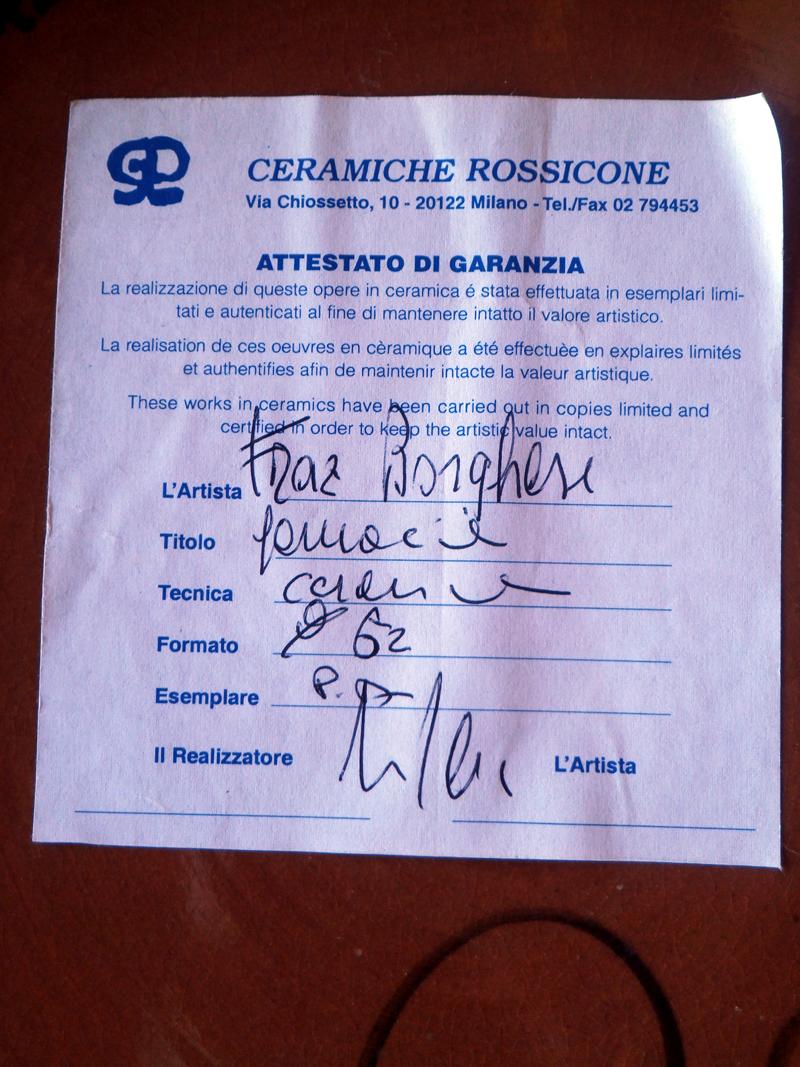1980 Franz Borghese Italienische Kunstkeramik Rossicone Apothekenteller im Angebot 2