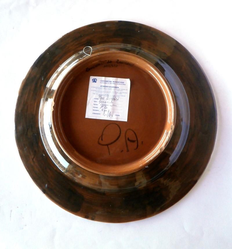 1980 Franz Borghese Italienische Kunstkeramik Rossicone Apothekenteller (Keramik) im Angebot