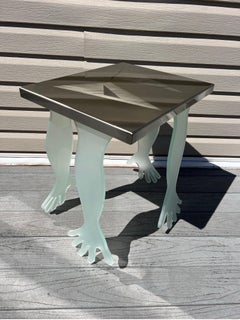 1980 Frosted Glass Hands Table