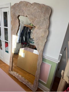 1980 Full Length Rattan Palm Leaf Mirror