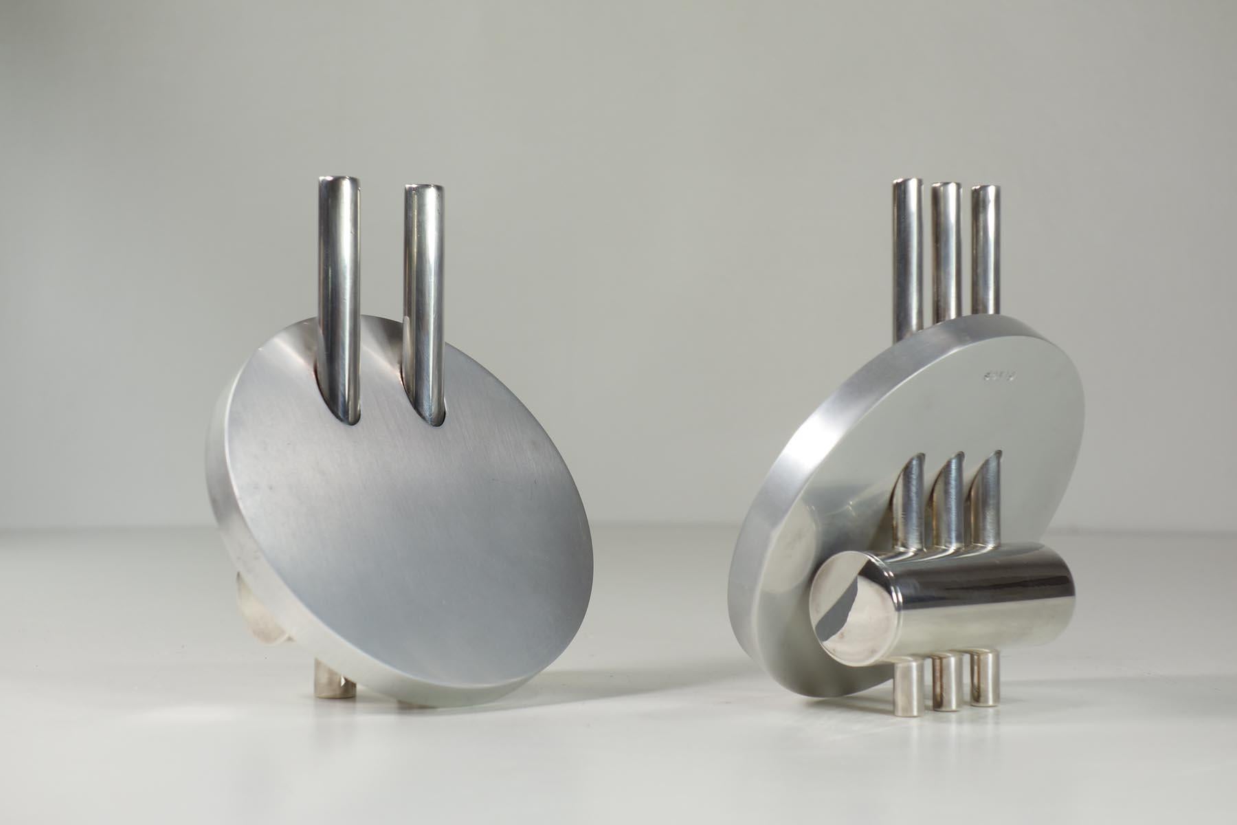 1980 Geert Koster Michele de Lucchi Sólido Diseño Postmoderno Metal Sal Pimienta Posmoderno en venta