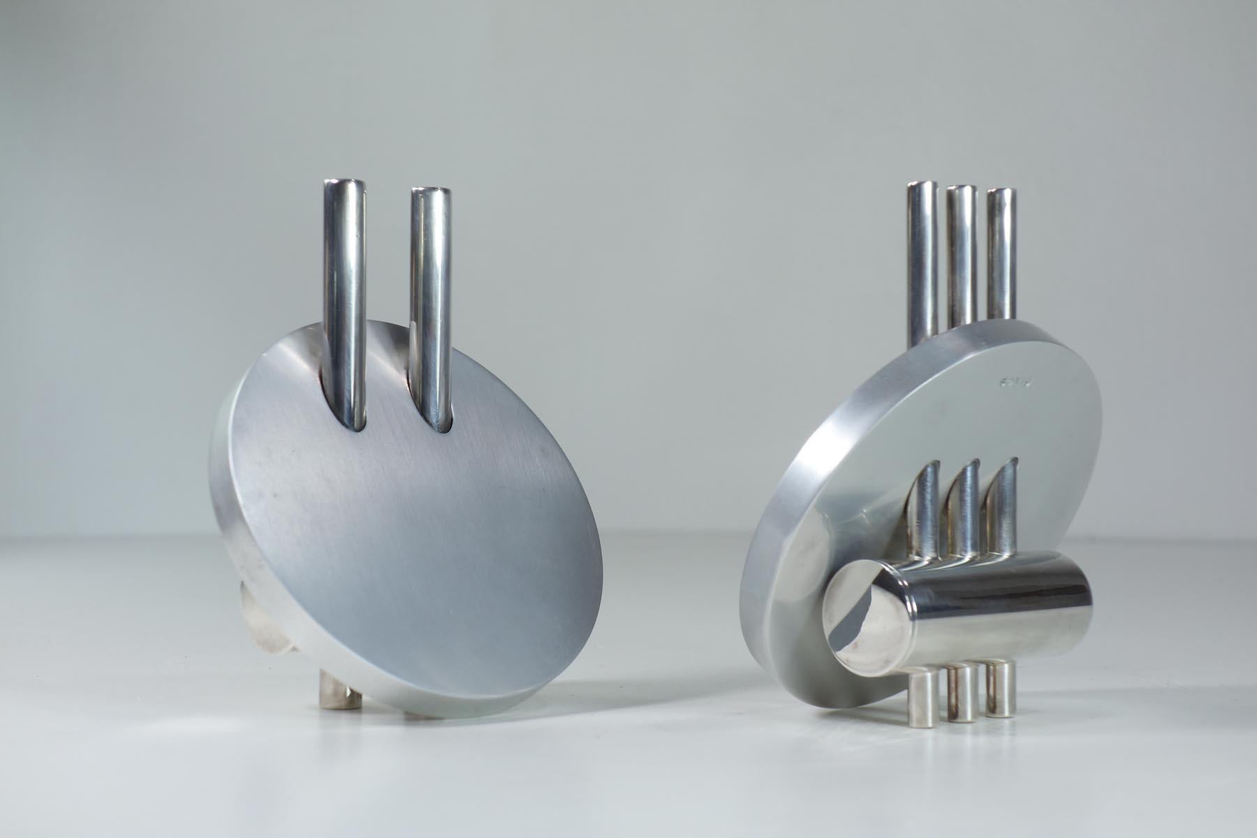 1980 Geert Koster Michele de Lucchi Sólido Diseño Postmoderno Metal Sal Pimienta Italiano en venta