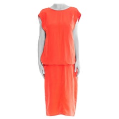 1980 GIANFRANCO FERRE Coral Light Weight Silk Low Back Minimalist Dress