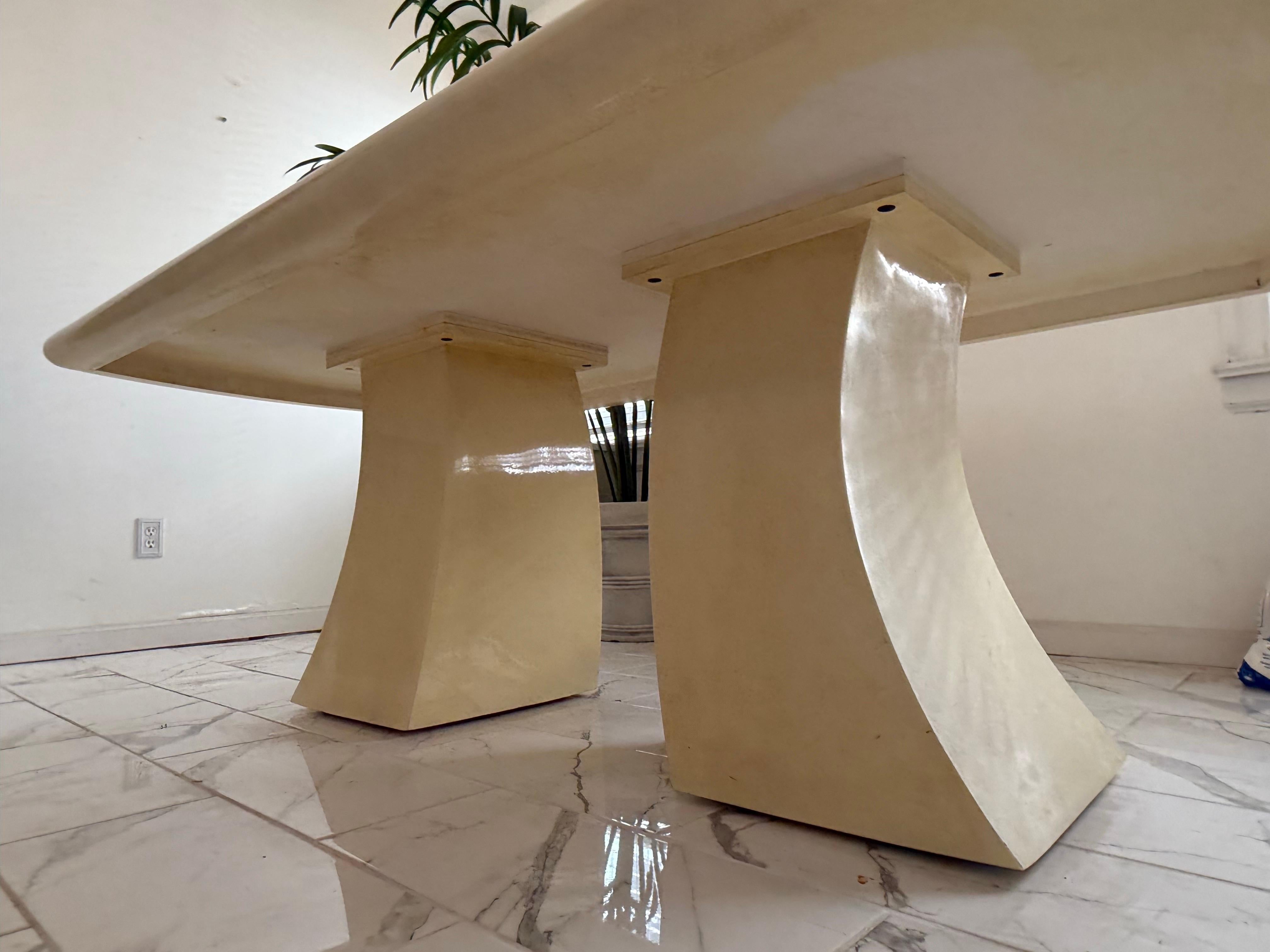 American 1980 Goat Skins Yellow Dining Table in the Style of Karl Springer For Sale