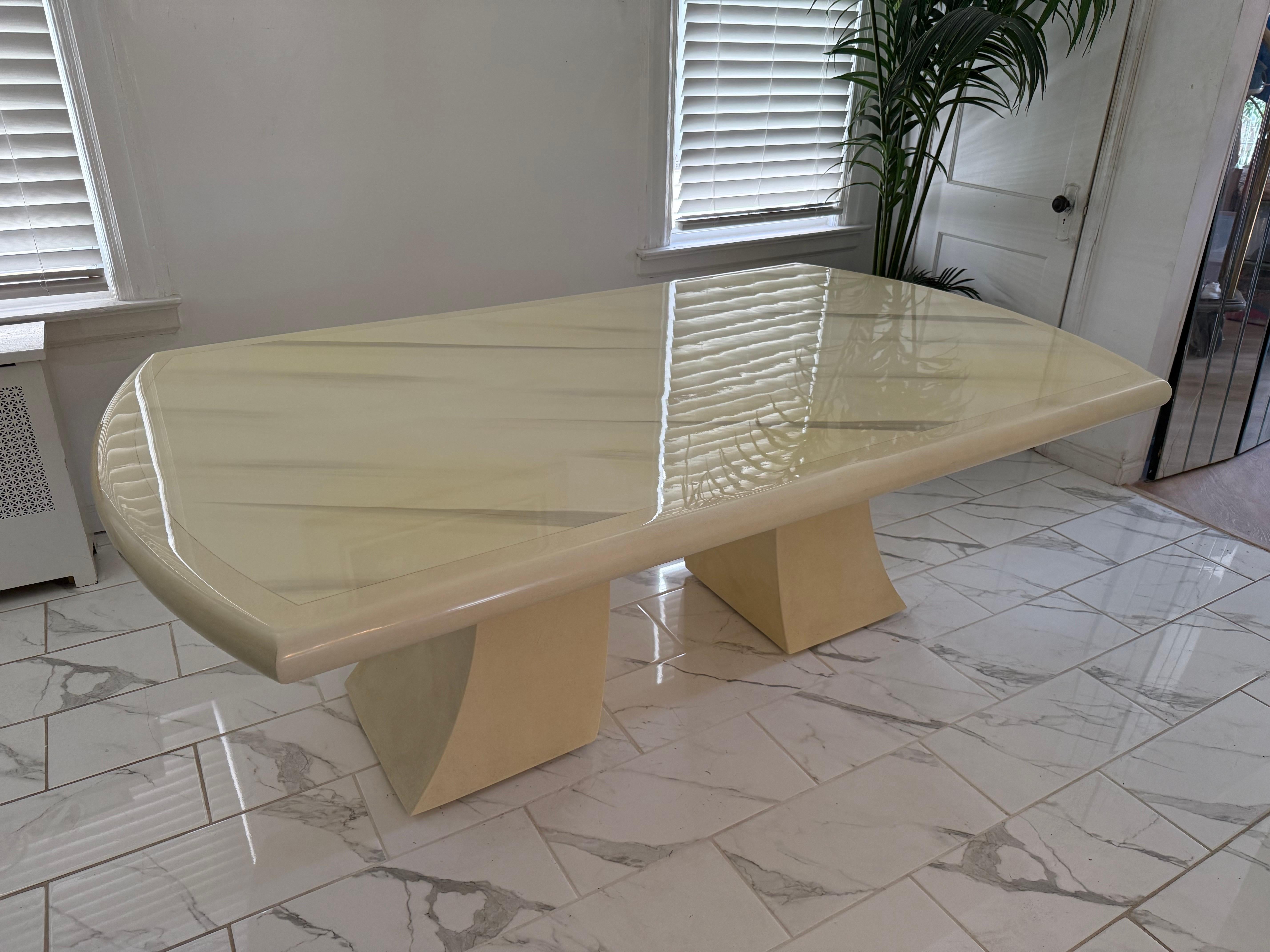 1980 Goat Skins Yellow Dining Table in the Style of Karl Springer In Good Condition For Sale In Staten Island, NY