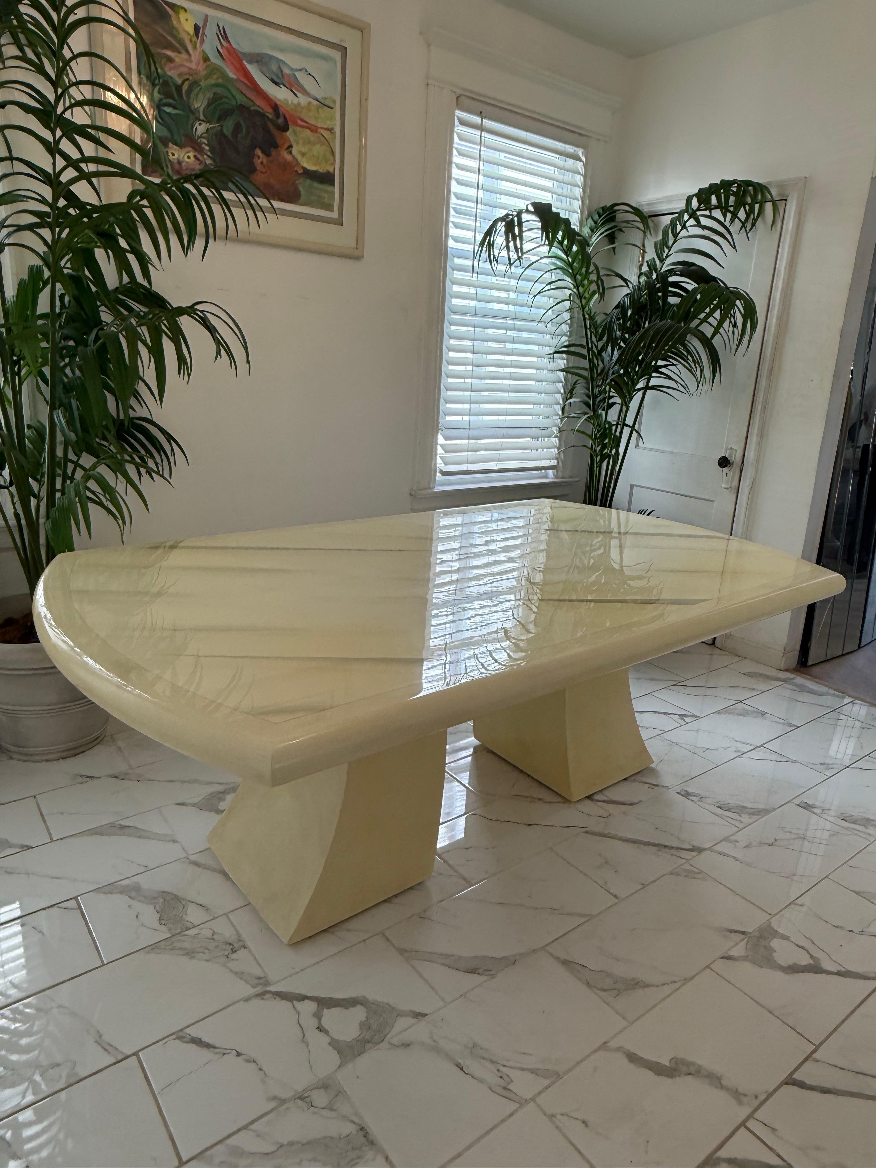 Late 20th Century 1980 Goat Skins Yellow Dining Table in the Style of Karl Springer For Sale