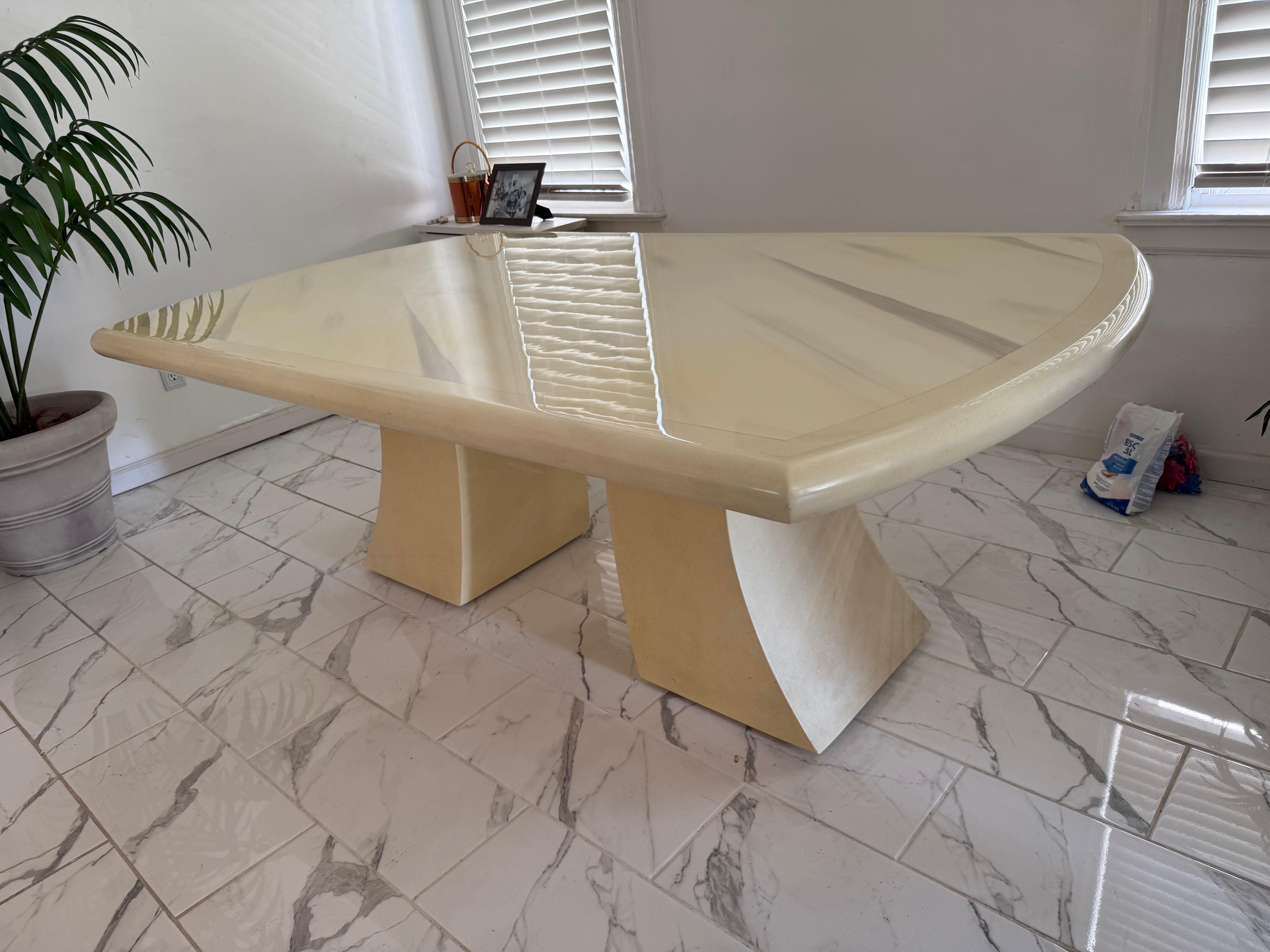 1980 Goat Skins Yellow Dining Table in the Style of Karl Springer For Sale 1