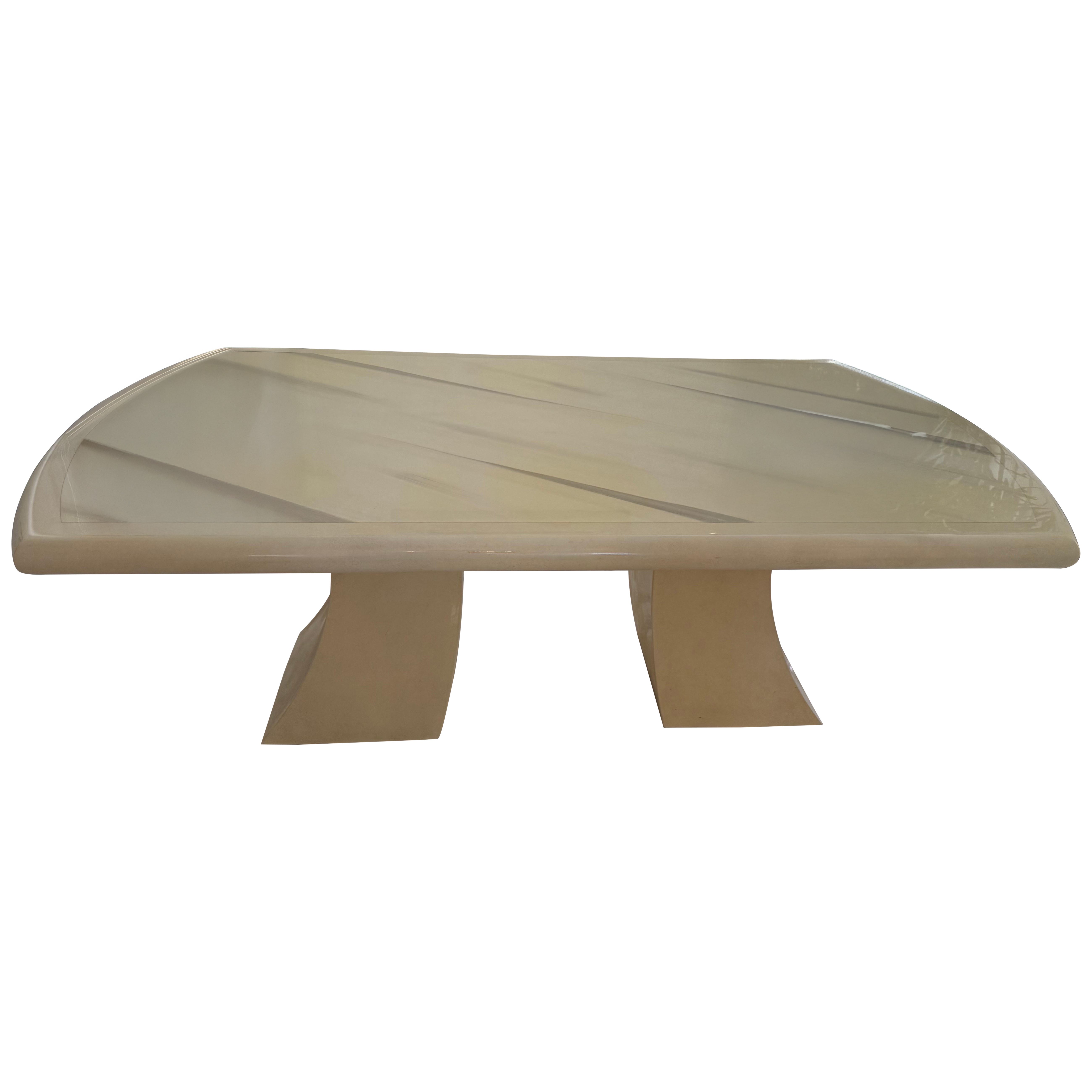 1980 Goat Skins Yellow Dining Table in the Style of Karl Springer For Sale