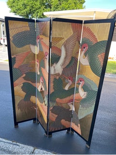 1980 Gold & Pink Birds Room Divider