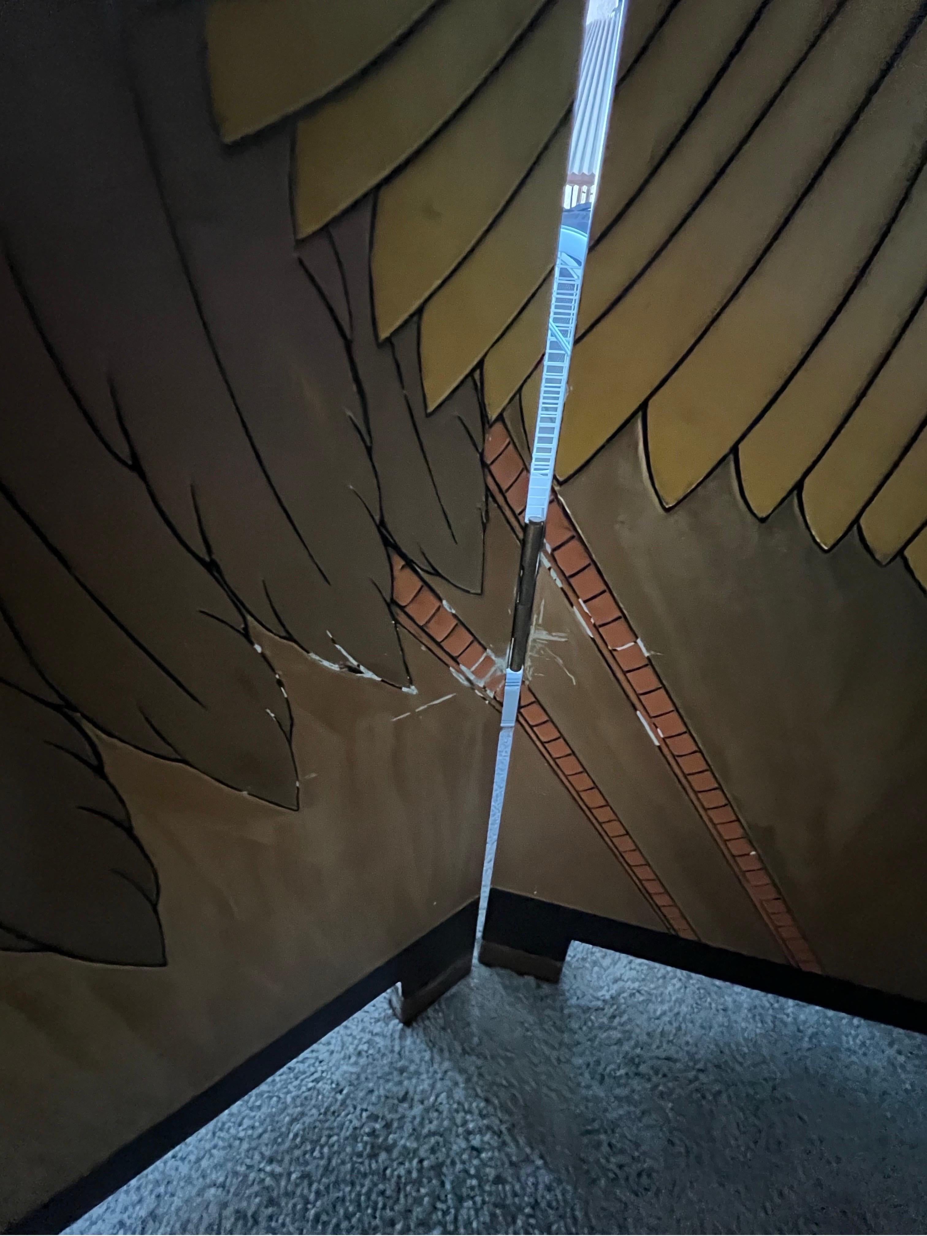 Post-Modern 1980 Gold & Pink Birds Room Divider For Sale