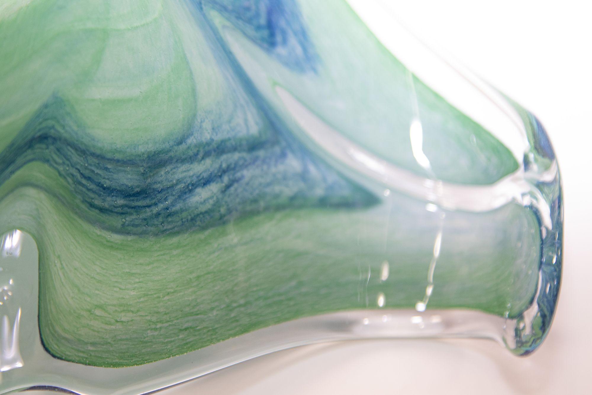1980 Green and Blue Italian Murano Art Glass Bowl 6