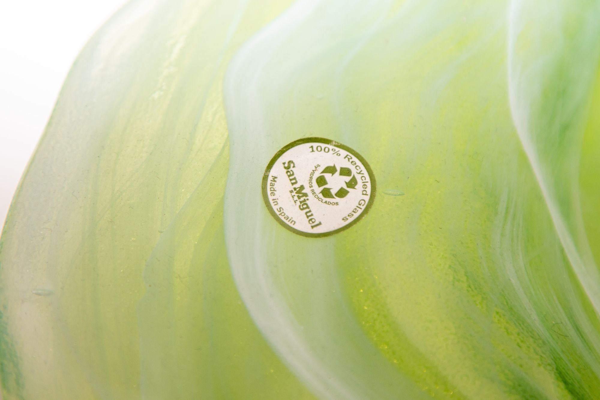 1980, Green Art Glass Platter Made in Spain For Sale 4