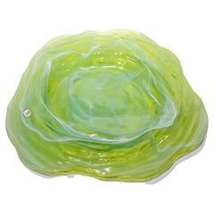 1980, Green Art Glass Platter Made in Spain