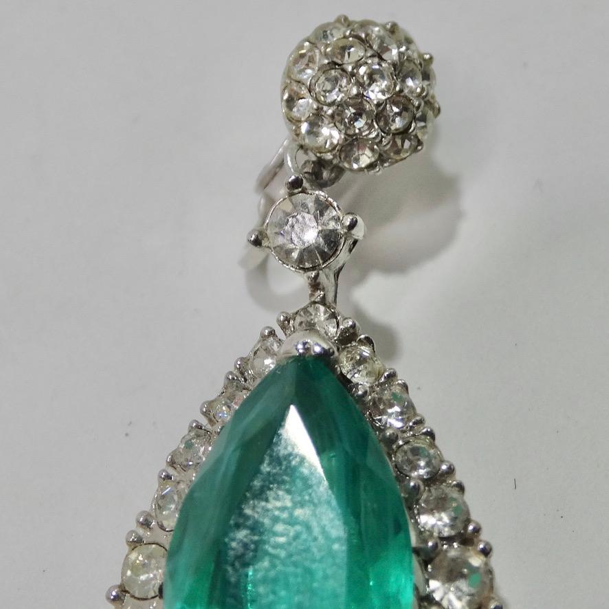 Women's or Men's 1980 Green Stone Drop Earrings For Sale