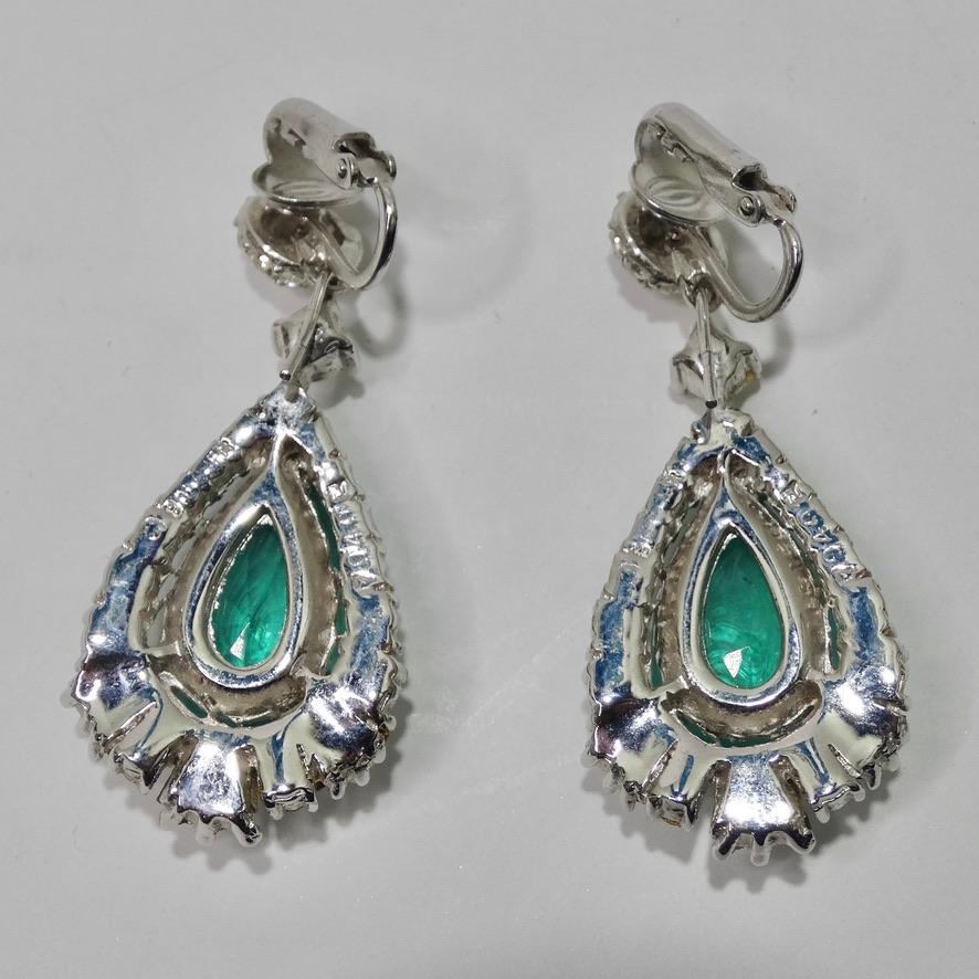 1980 Green Stone Drop Earrings For Sale 1