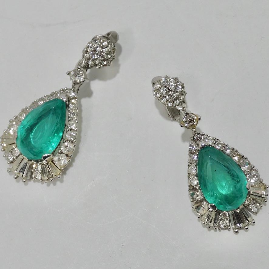 1980 Green Stone Drop Earrings For Sale 3