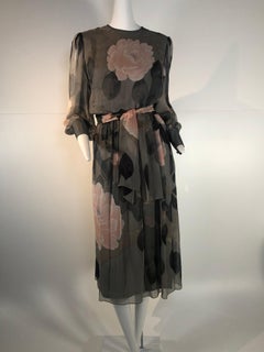 1980 Hanae Mori Silk Chiffon Dress