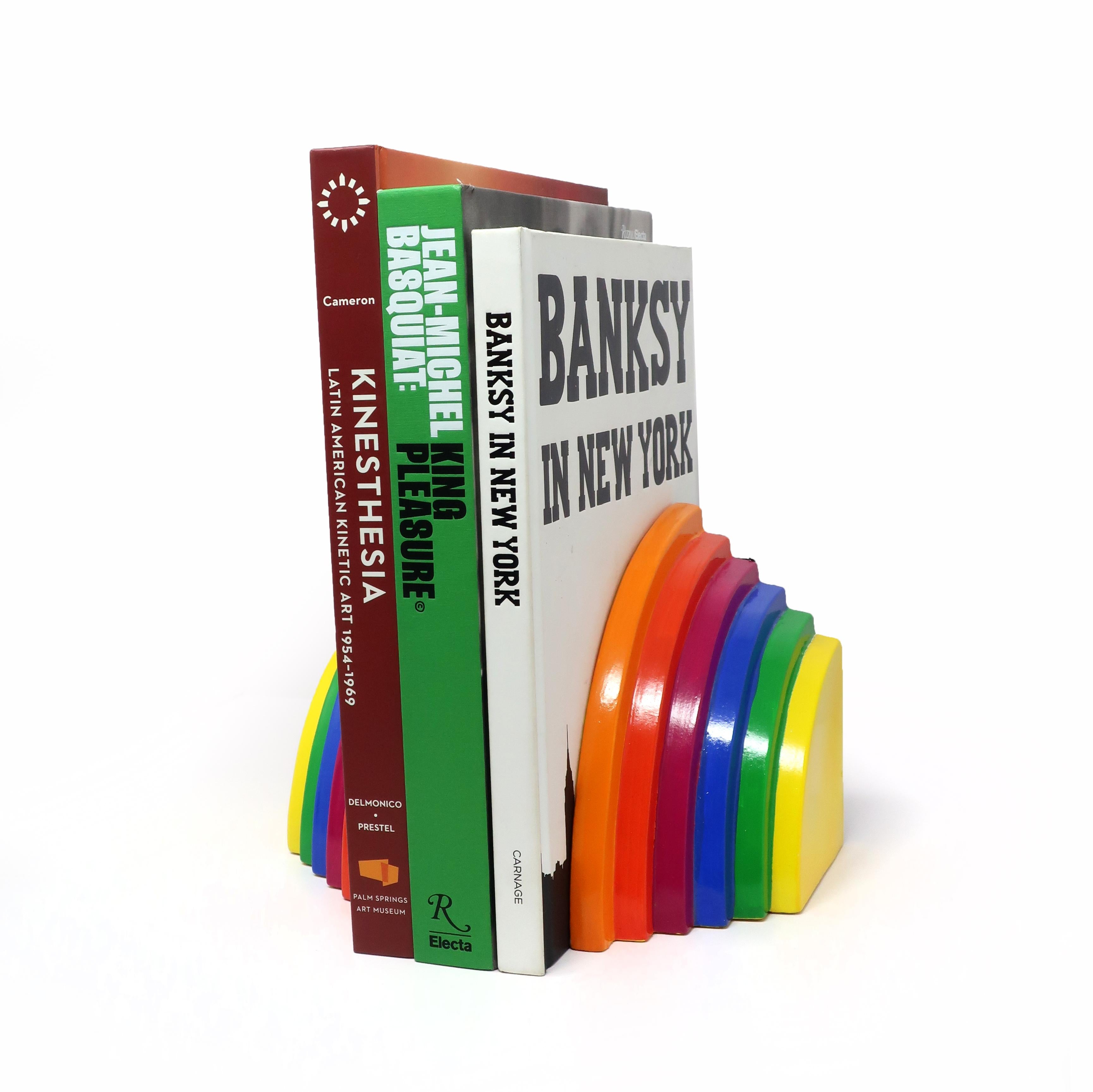 1980 Hand Painted Ceramic Rainbow Bookends by Fitz and Floyd 1