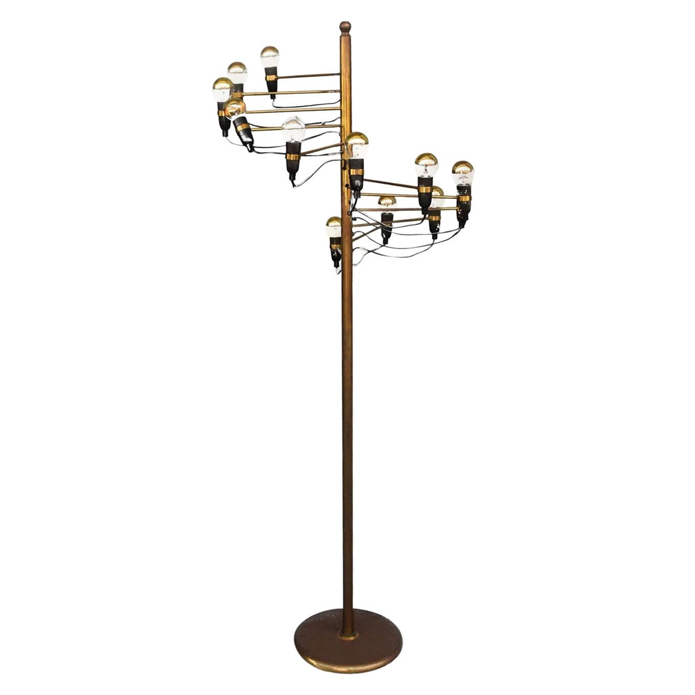 1980 Helical Bronze Floor Lamp by Gino Sarfati