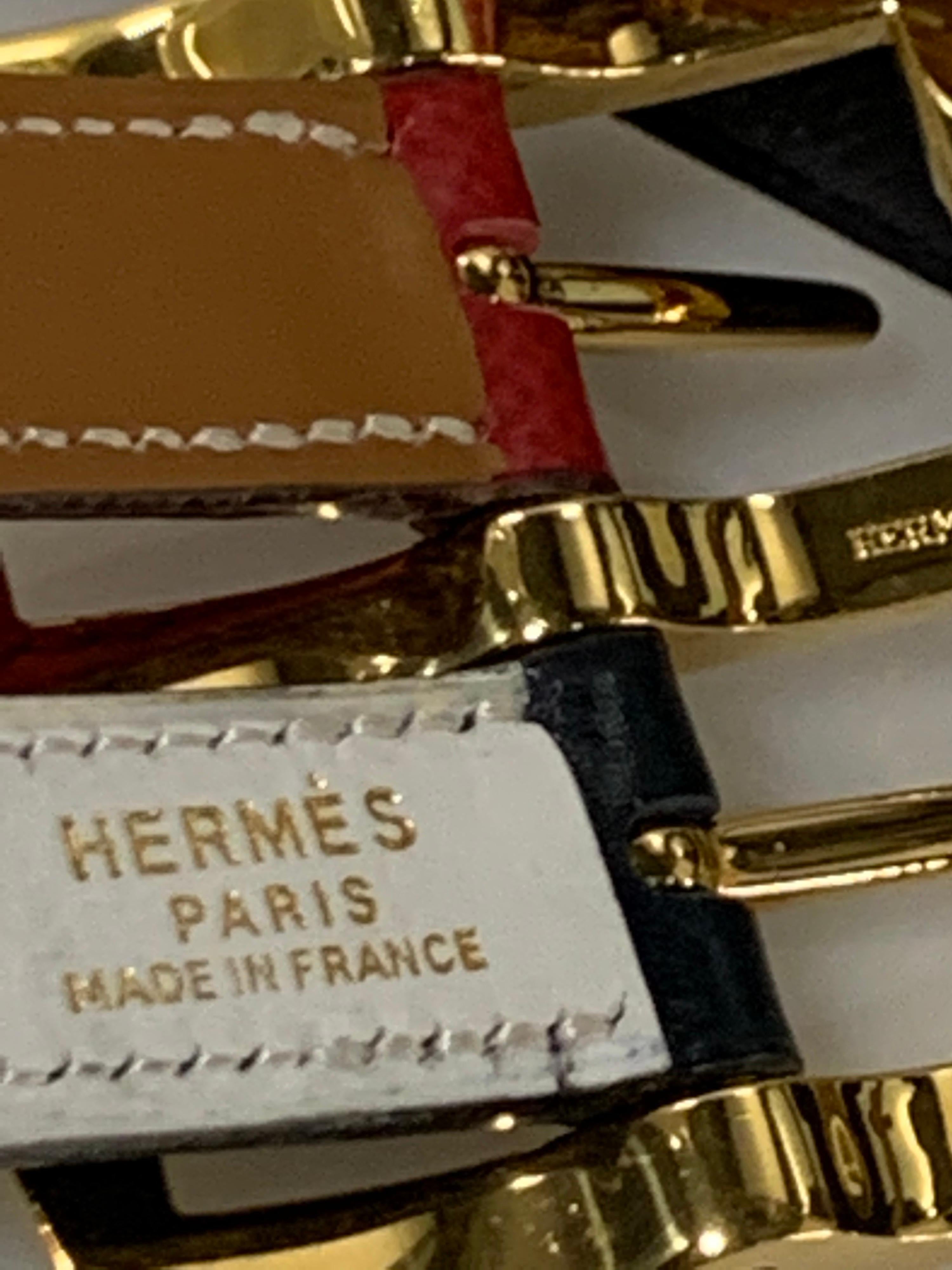 Black 1980 Hermes Reversible Double Belt in Dual Color Combo w/ Gold Buckle For Sale