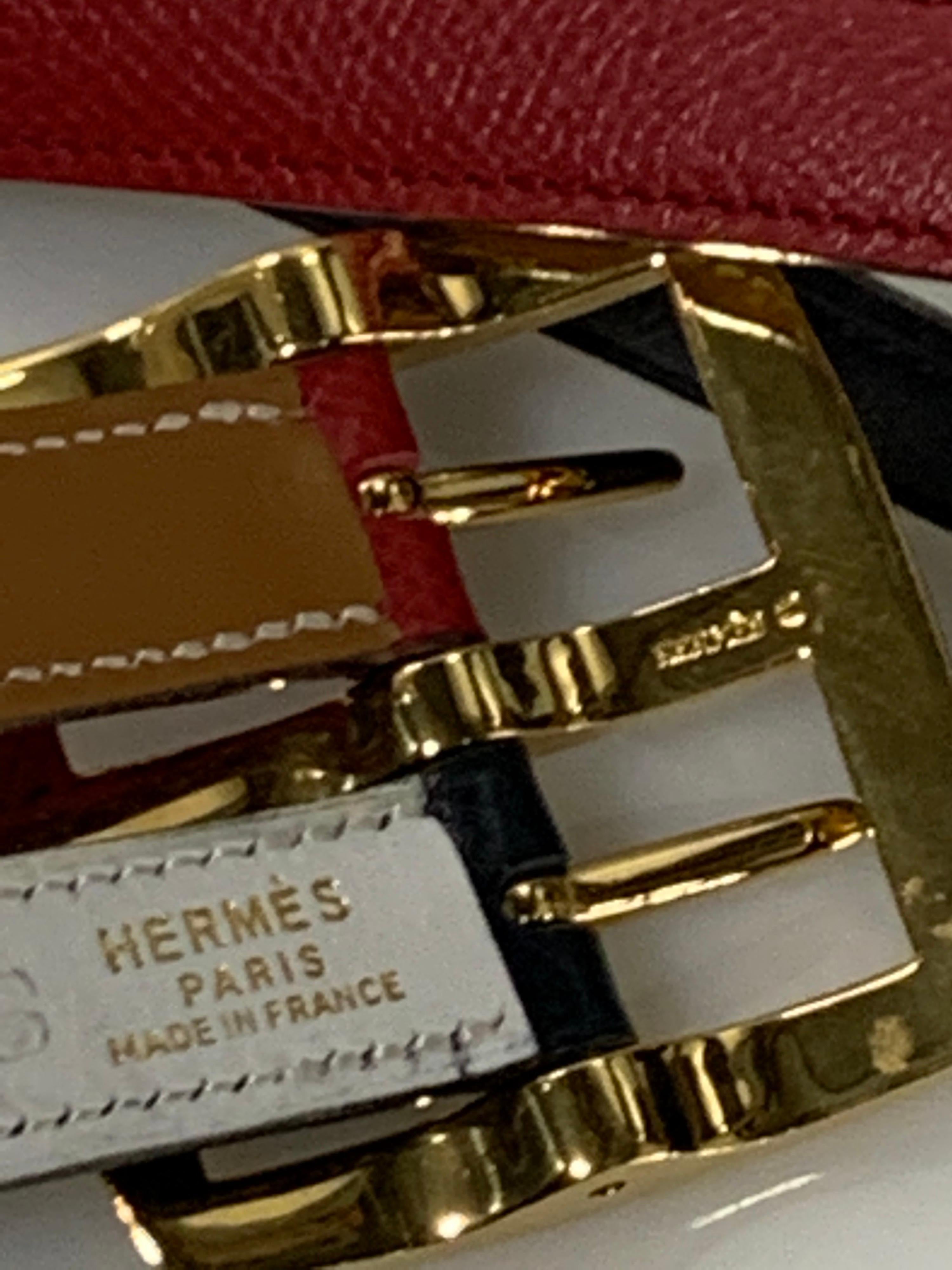 1980 Hermes Reversible Double Belt in Dual Color Combo w/ Gold Buckle In Excellent Condition For Sale In Gresham, OR