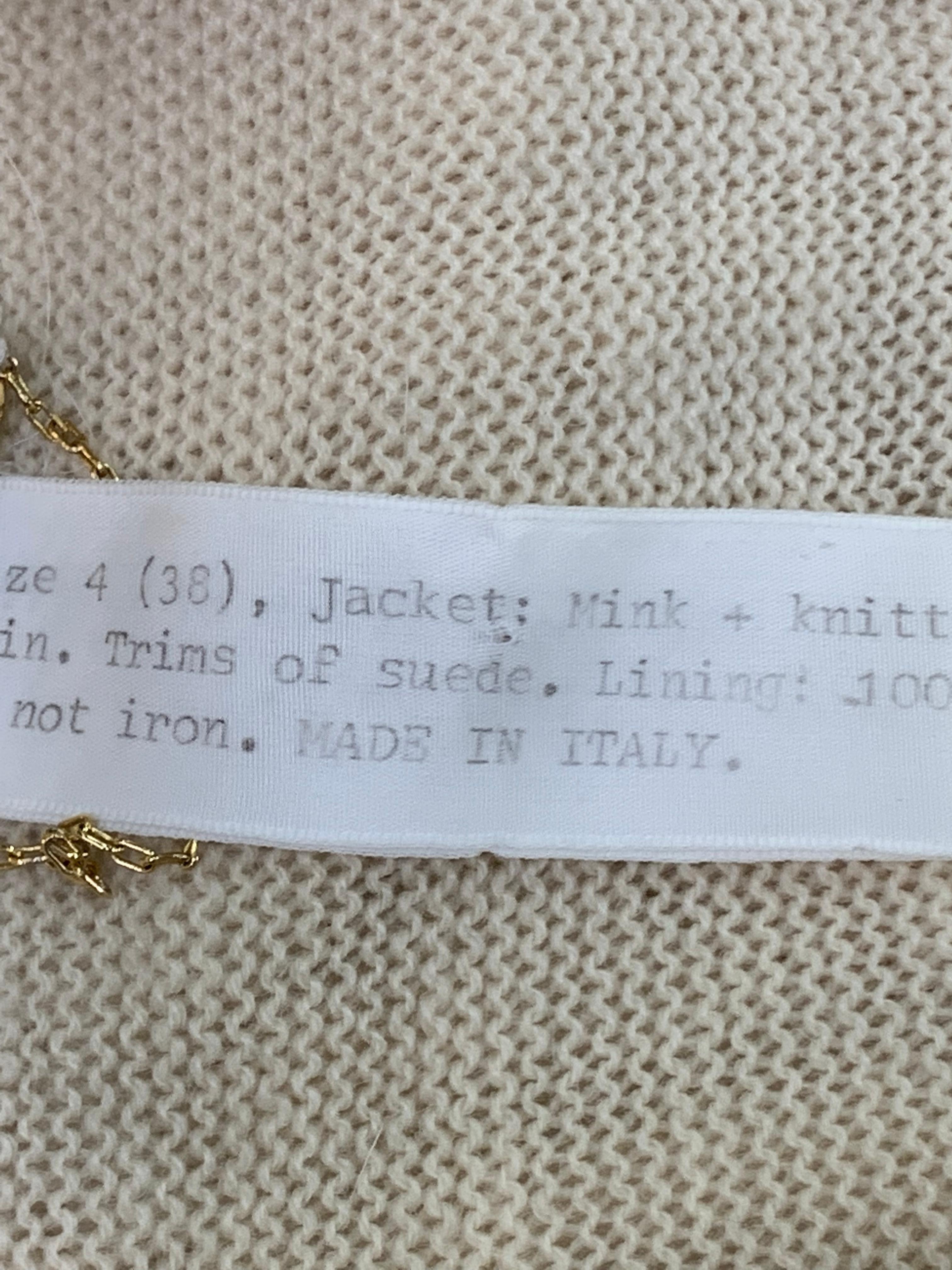 1980 Hettabretz Cropped Jacket Of White Mink Wool Knit & Snakeskin Trim  7