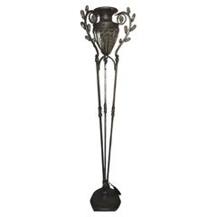 1980 Hollywood Regency 74" Patinated Iron "Crystal Urn on Pedestal" Floor Lamp