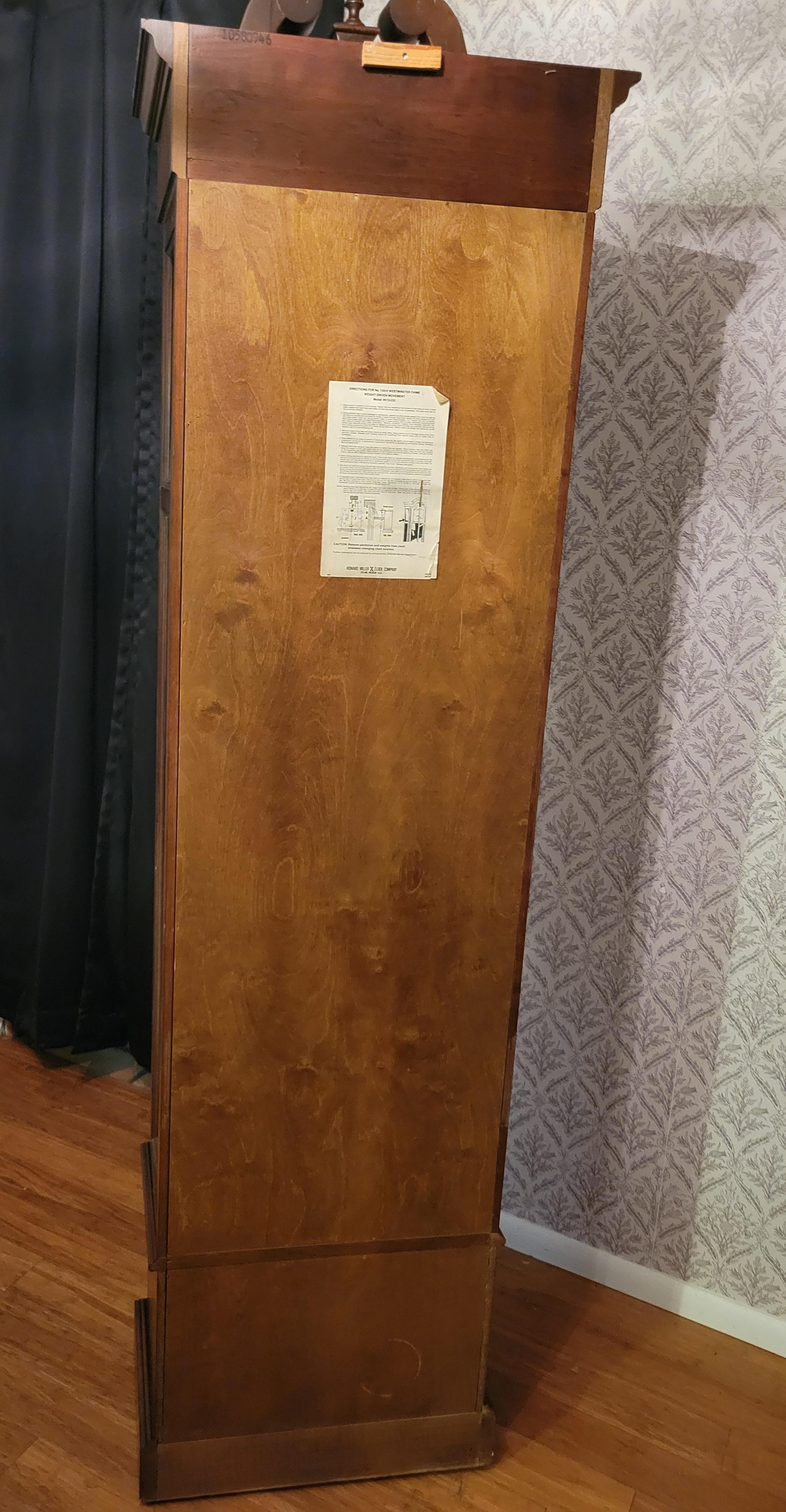 1980, Howard Miller Grandfather Clock, Westminster Chime, Walnut Case 1