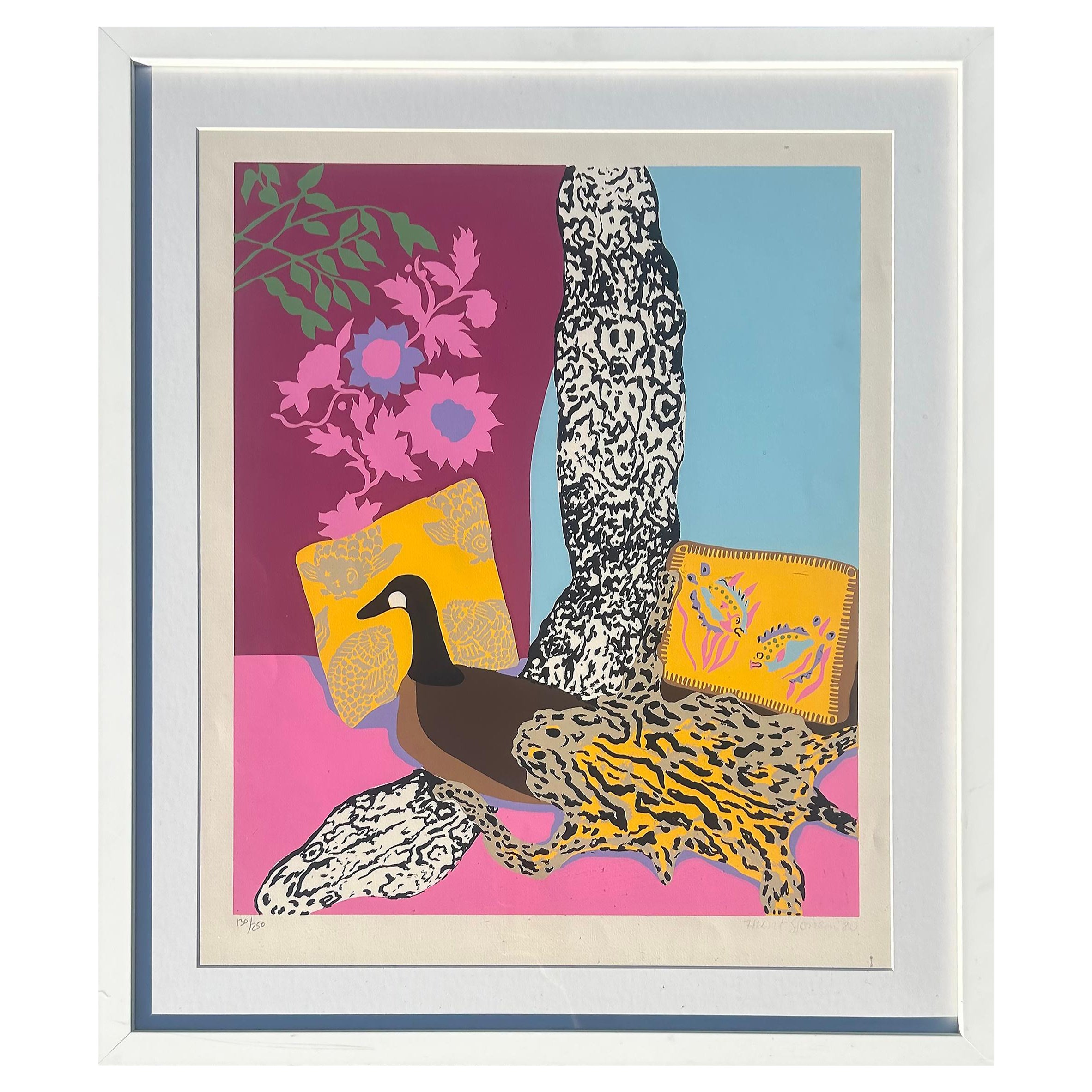 1980 Hunt Slonem Pop Art Screen Print "Anaconda" Pencil Signed and Dated