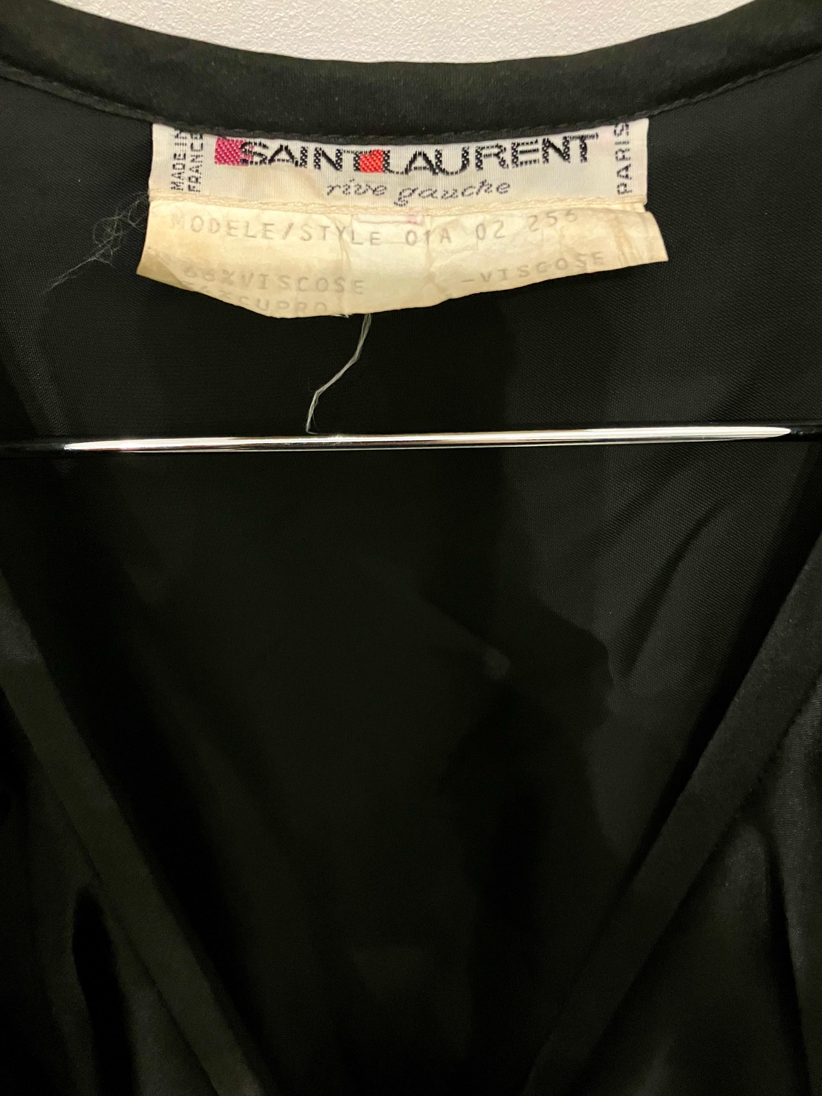 1980 Iconic Yves Saint Laurent YSL Black Velvet Dress For Sale 3