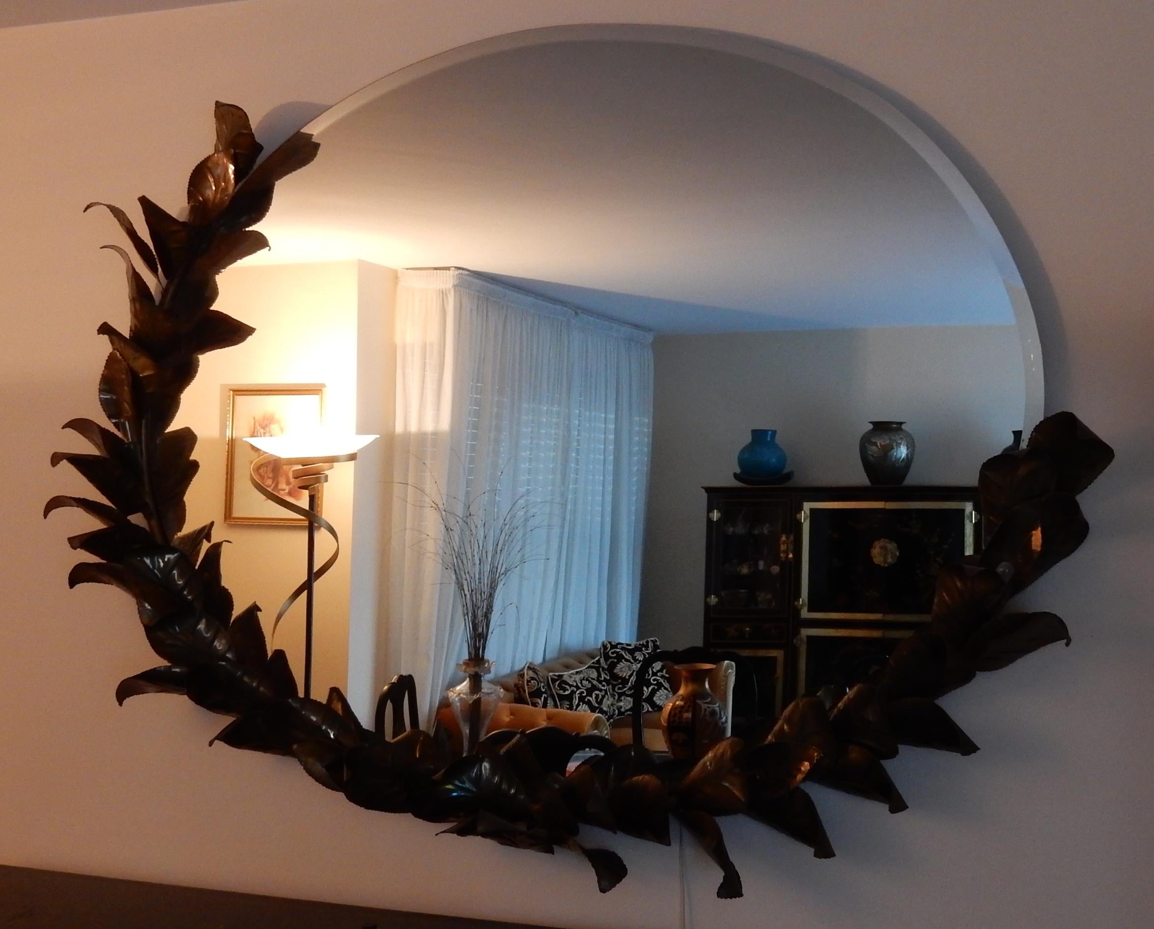French 1980 Illuminating Mirror Style Duval Brasseur by Barbier for Jansen L 71  Inches For Sale