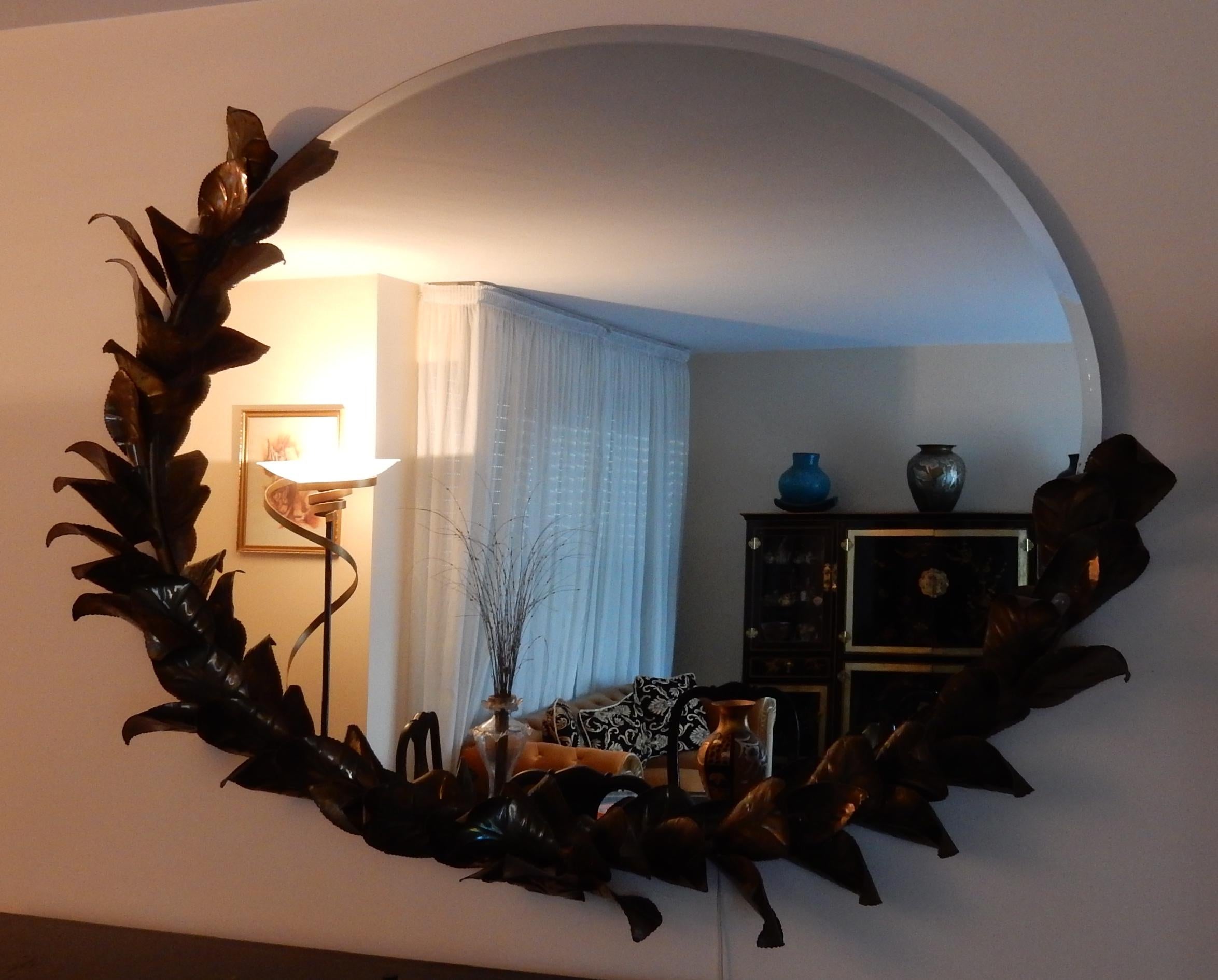 Français 1980 Miroir lumineux Style Duval Brasseur par Barbier pour Jansen L 71 Inches en vente