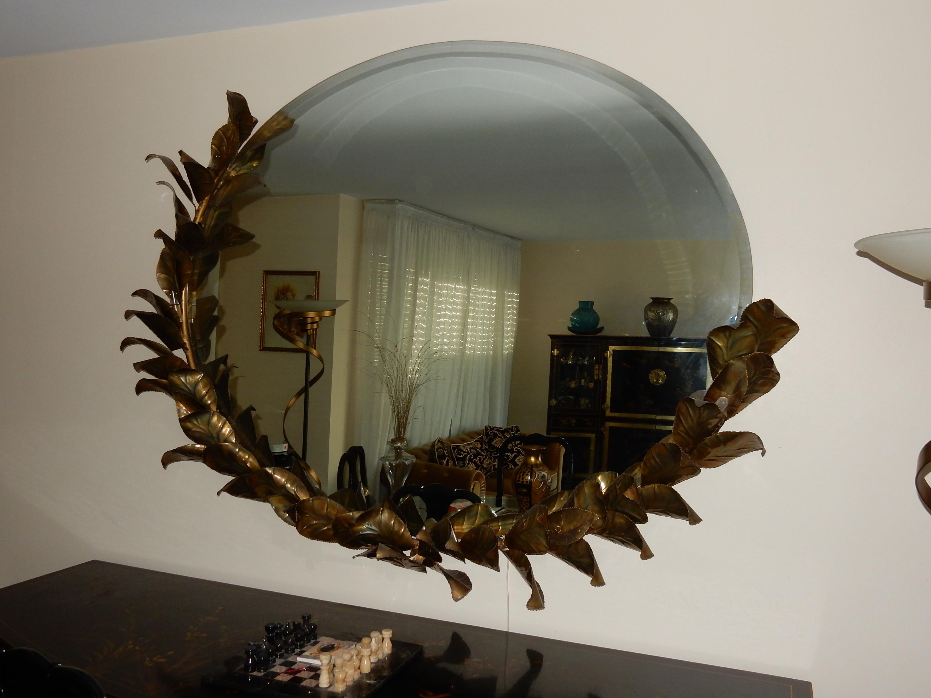 1980 Illuminating Mirror Style Duval Brasseur by Barbier for Jansen L 71  Inches In Good Condition For Sale In Paris, FR