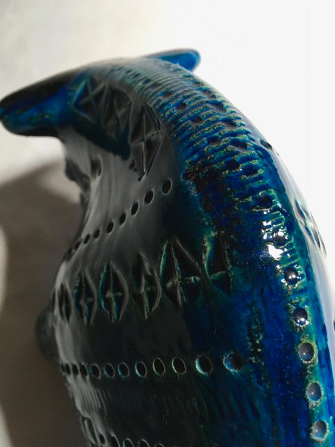 1980 Post-Modern Italian Design Bull in Turquoise Enameled Ceramic For Sale 2
