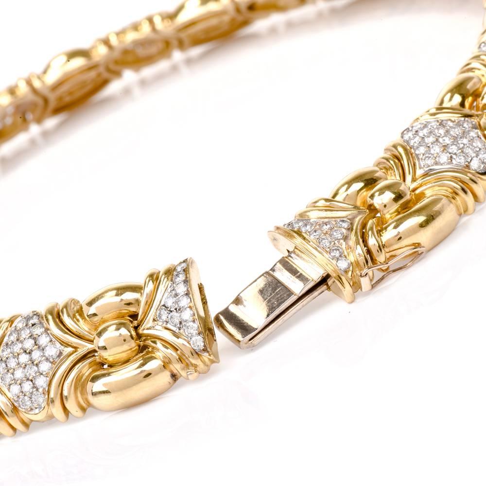 Women's 1980 Italian Diamond 18 Karat Gold Choker Necklace