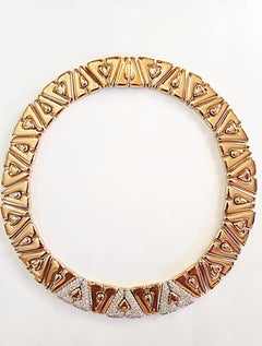 1980 Italian Diamond 18 Karat Gold Choker Necklace, Unique Piece