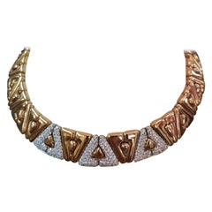 1980 Italian Diamond 18 Karat Gold Choker Necklace, Unique Piece