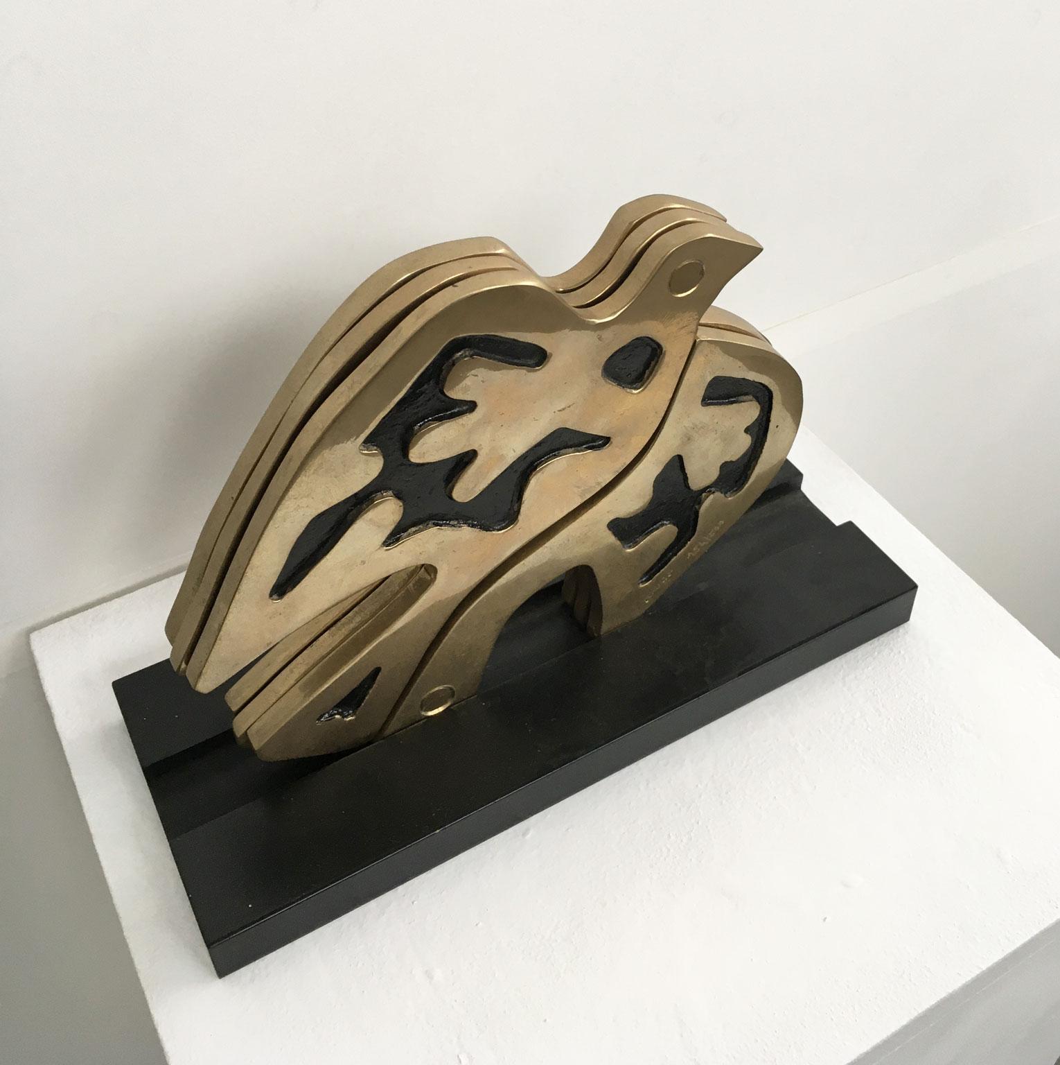 Abstrakte Bronzeskulptur Bruno Chersicla, Italien, 1980  Türkentaube im Angebot 6