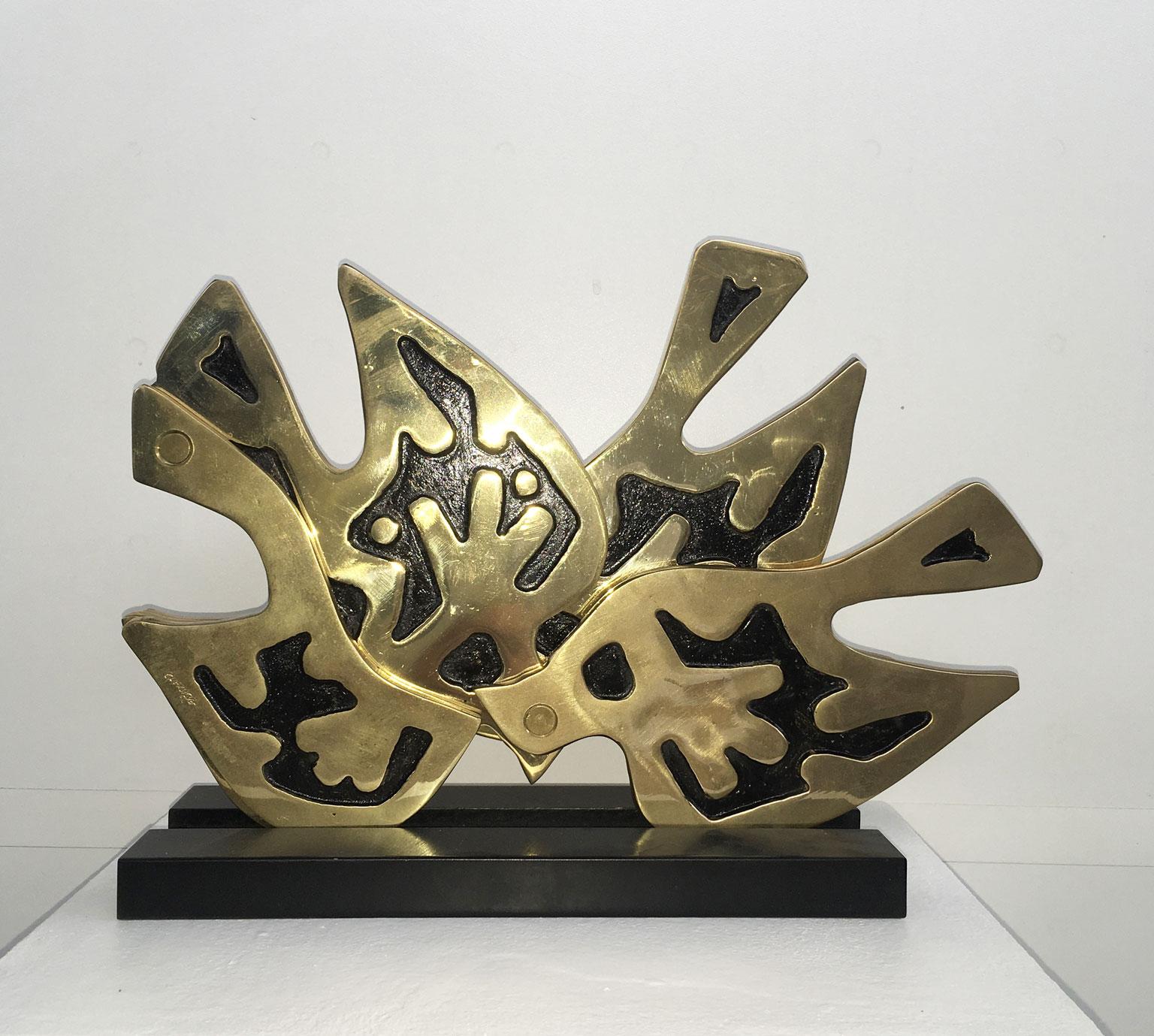Abstrakte Bronzeskulptur Bruno Chersicla, Italien, 1980  Türkentaube im Angebot 9