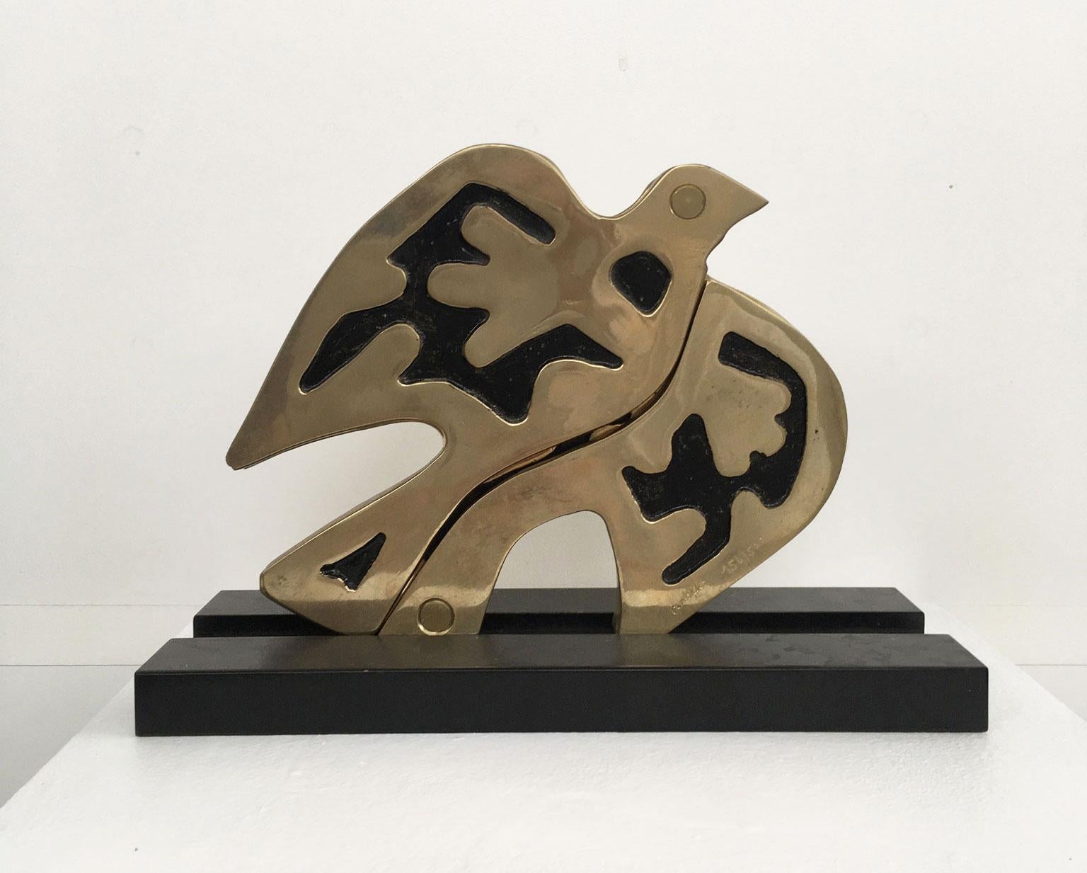 Abstrakte Bronzeskulptur Bruno Chersicla, Italien, 1980  Türkentaube (Postmoderne) im Angebot