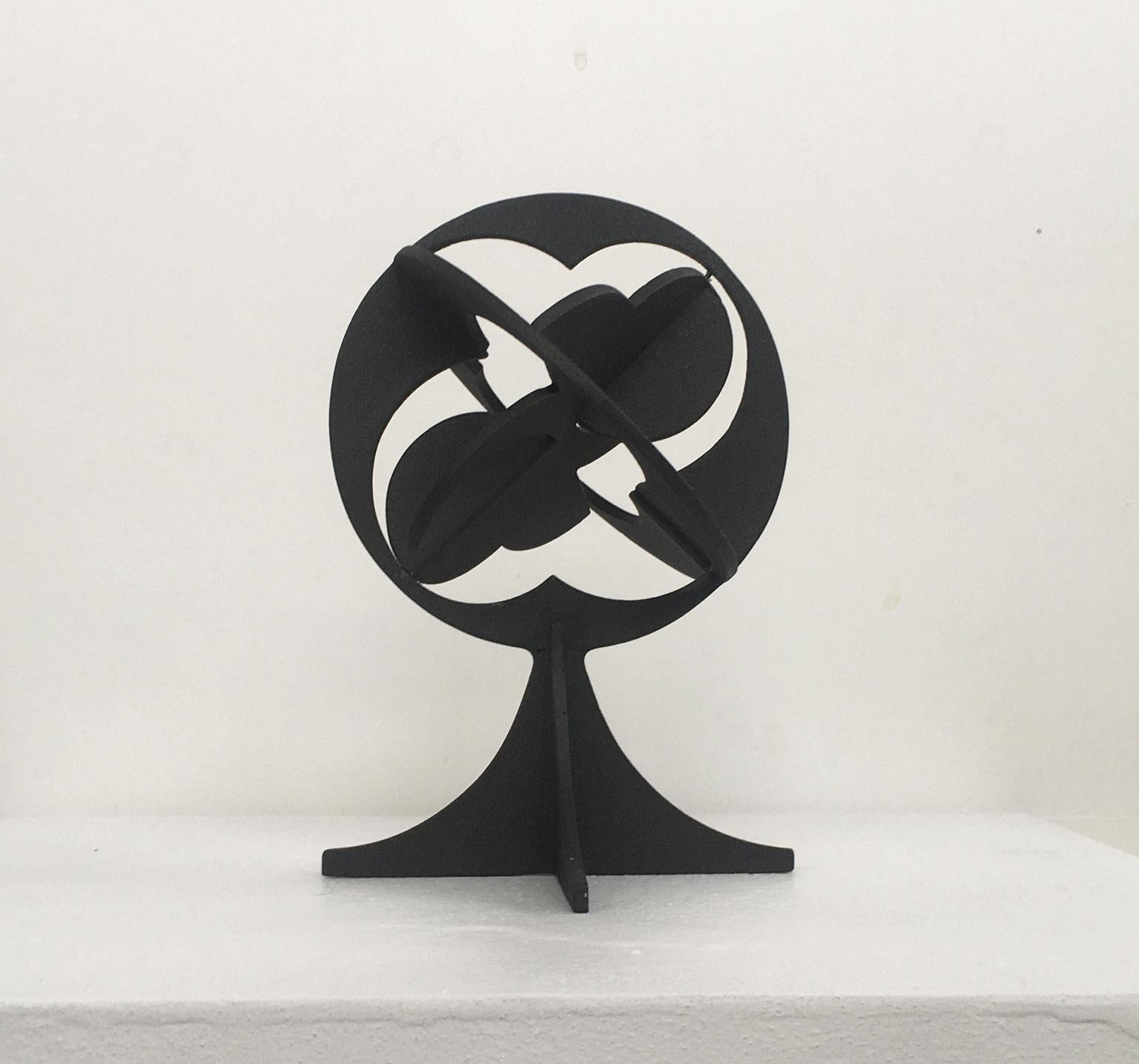 1980 Italy Black Laquered Pewter Abstract Sculpture Roberto Vecchione Il Mondo For Sale 3