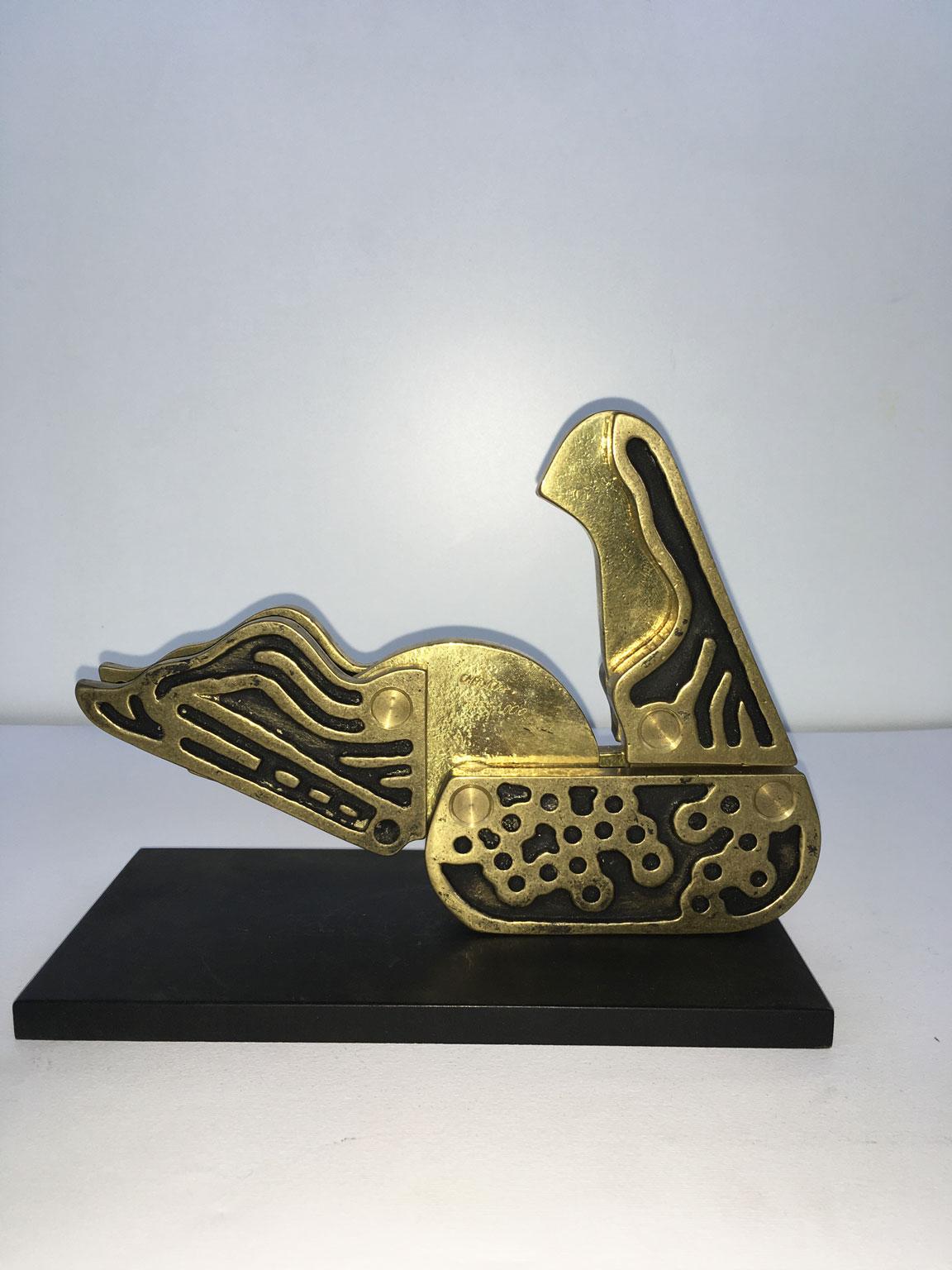 Abstrakte kinetische Skulptur aus Bronze von Bruno Chersicla Alambicco, Italien, 1980 im Angebot 3