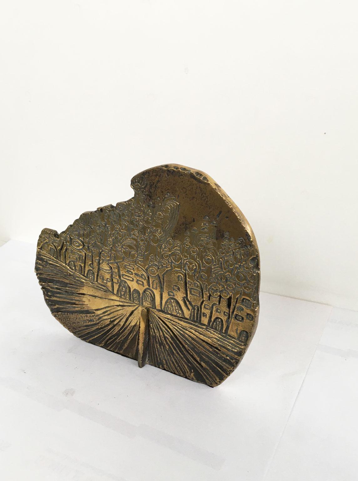 Post-Modern 1980 Italy Bronze Abstract Sculpture by Luciana Matalon Gente E Dune For Sale