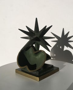 1980 Italy Bronze Abstract Sculpture by Vanni Viviani Star with Apples