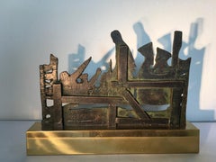 1980 Italy Bronze and Brass Abstract Sculpture by Nevio De Luca
