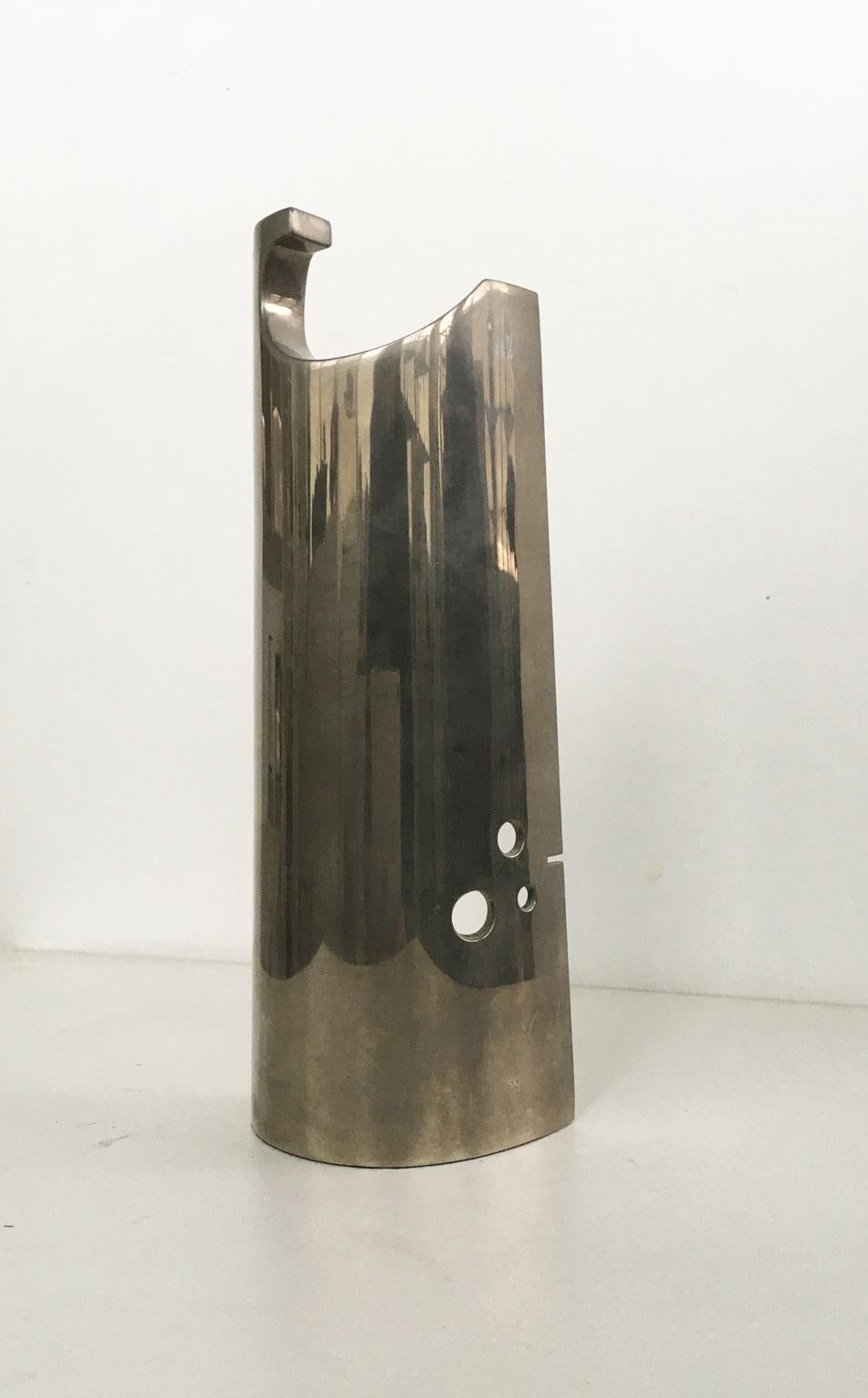 1980 Italy Bronze Nickel Plated Abstract Sculpture by Edmondo Cirillo Stele In Good Condition For Sale In Brescia, IT