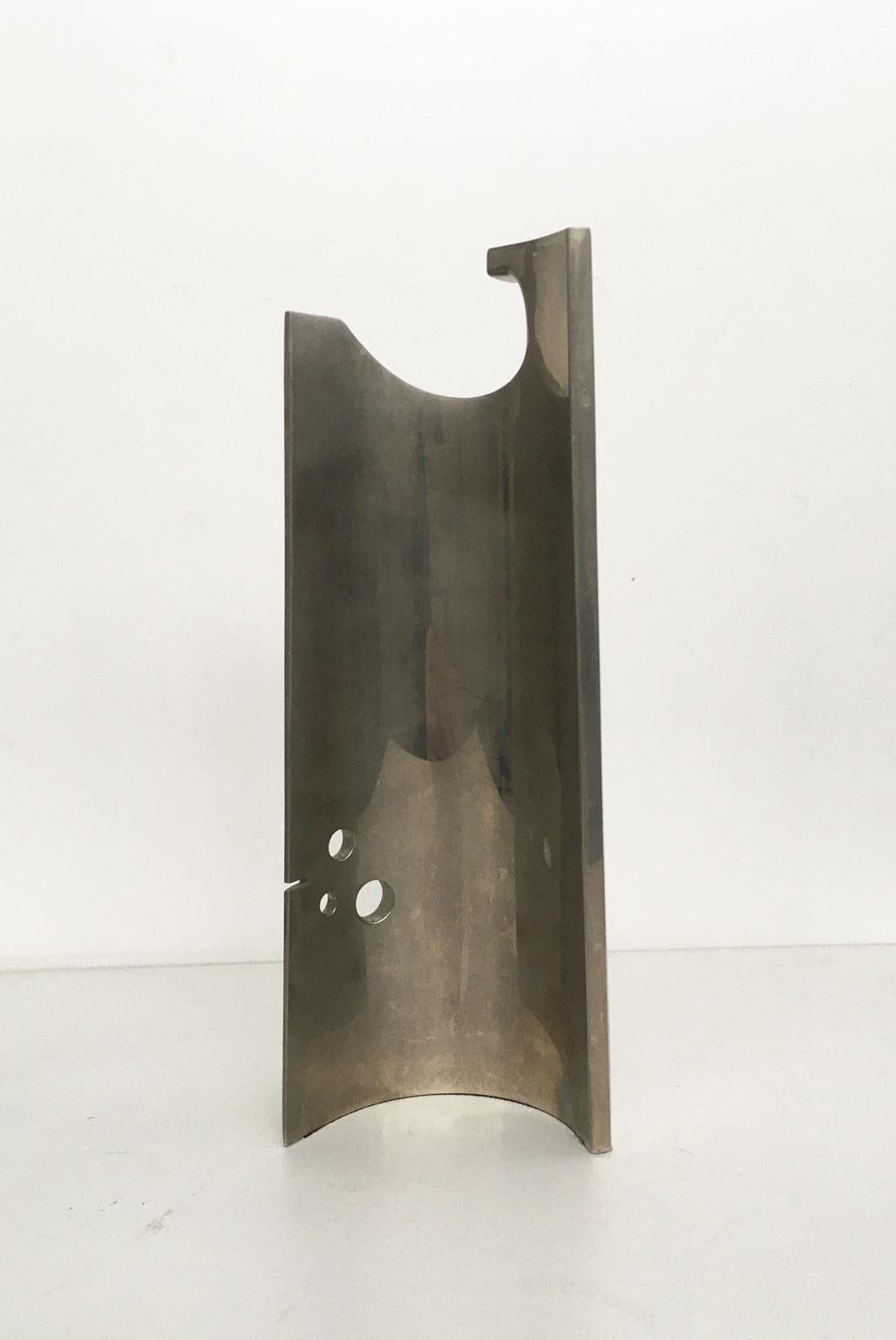 1980 Italy Bronze Nickel Plated Abstract Sculpture by Edmondo Cirillo Stele For Sale 2