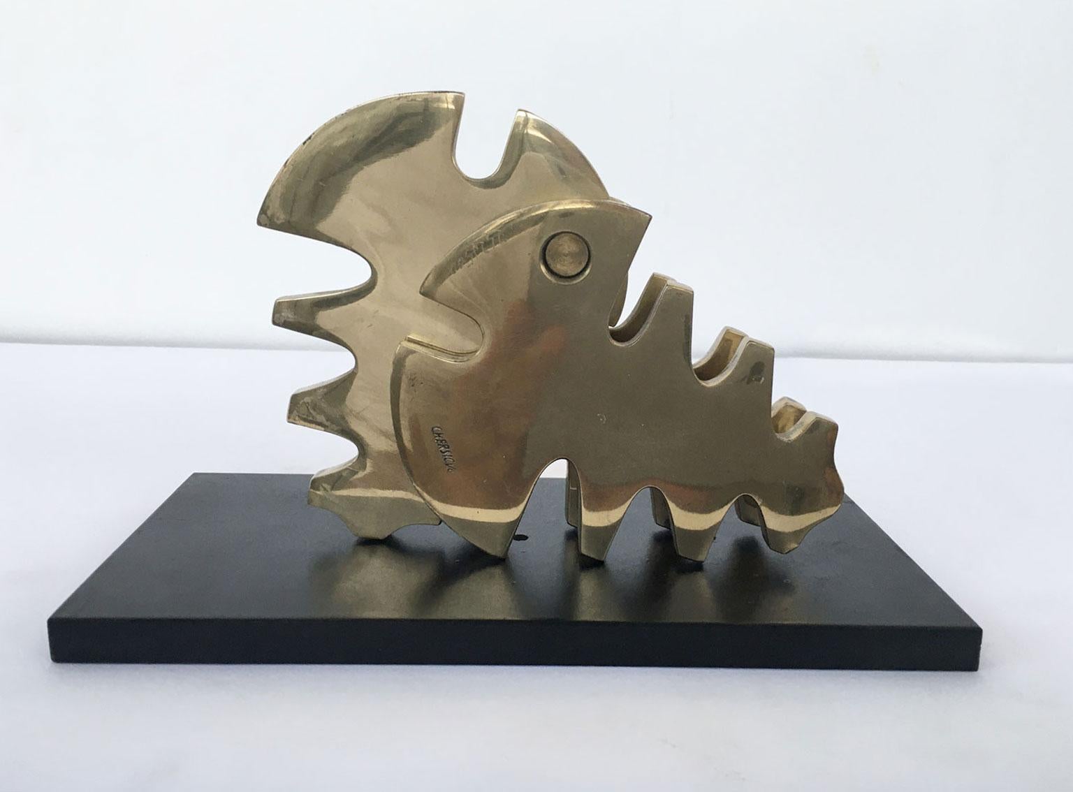 1980 Italy Bruno Chersicla Abstract Bronze Sculpture Vite For Sale 4