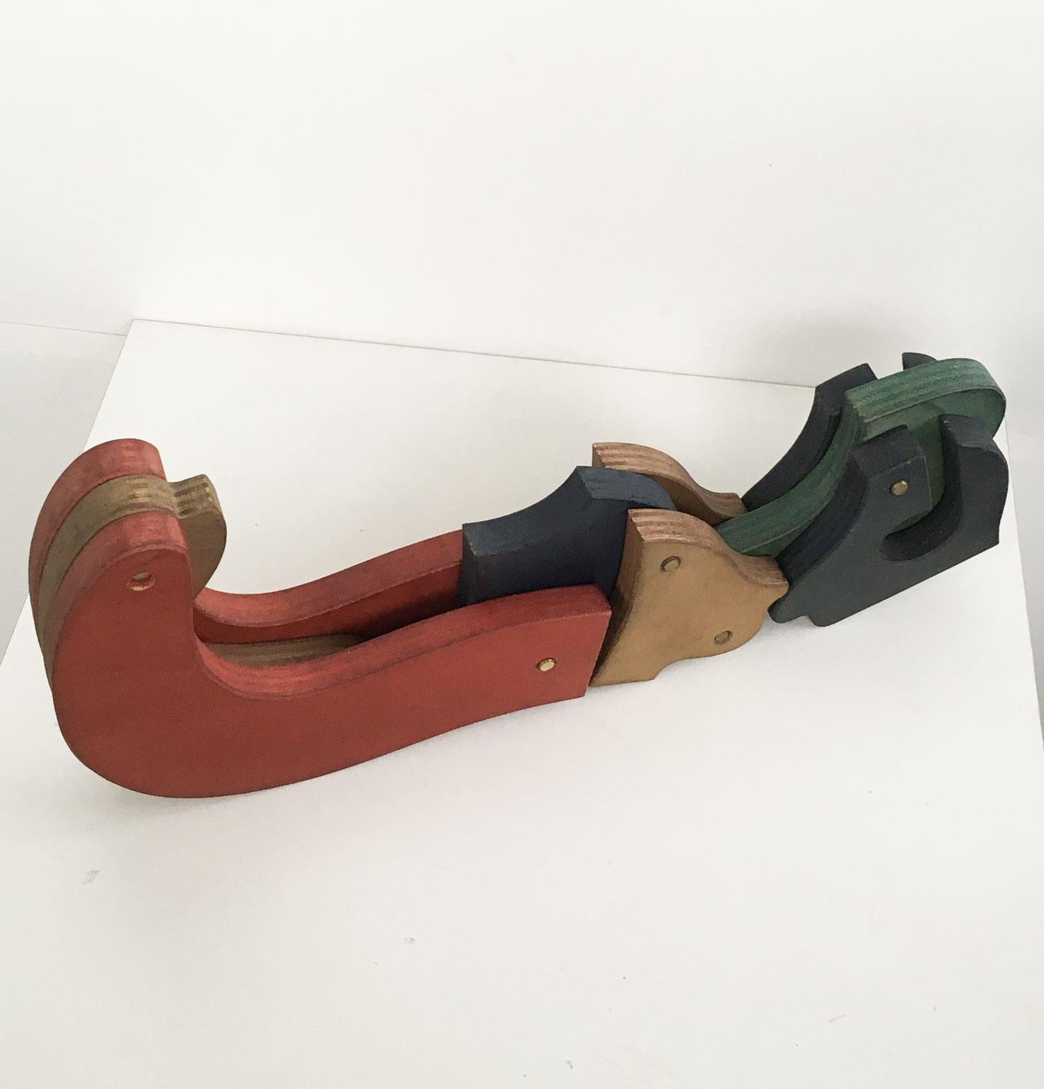 italien Italie - abstrait bois cinétique, 1980  Sculpture de Bruno Chersicla en vente
