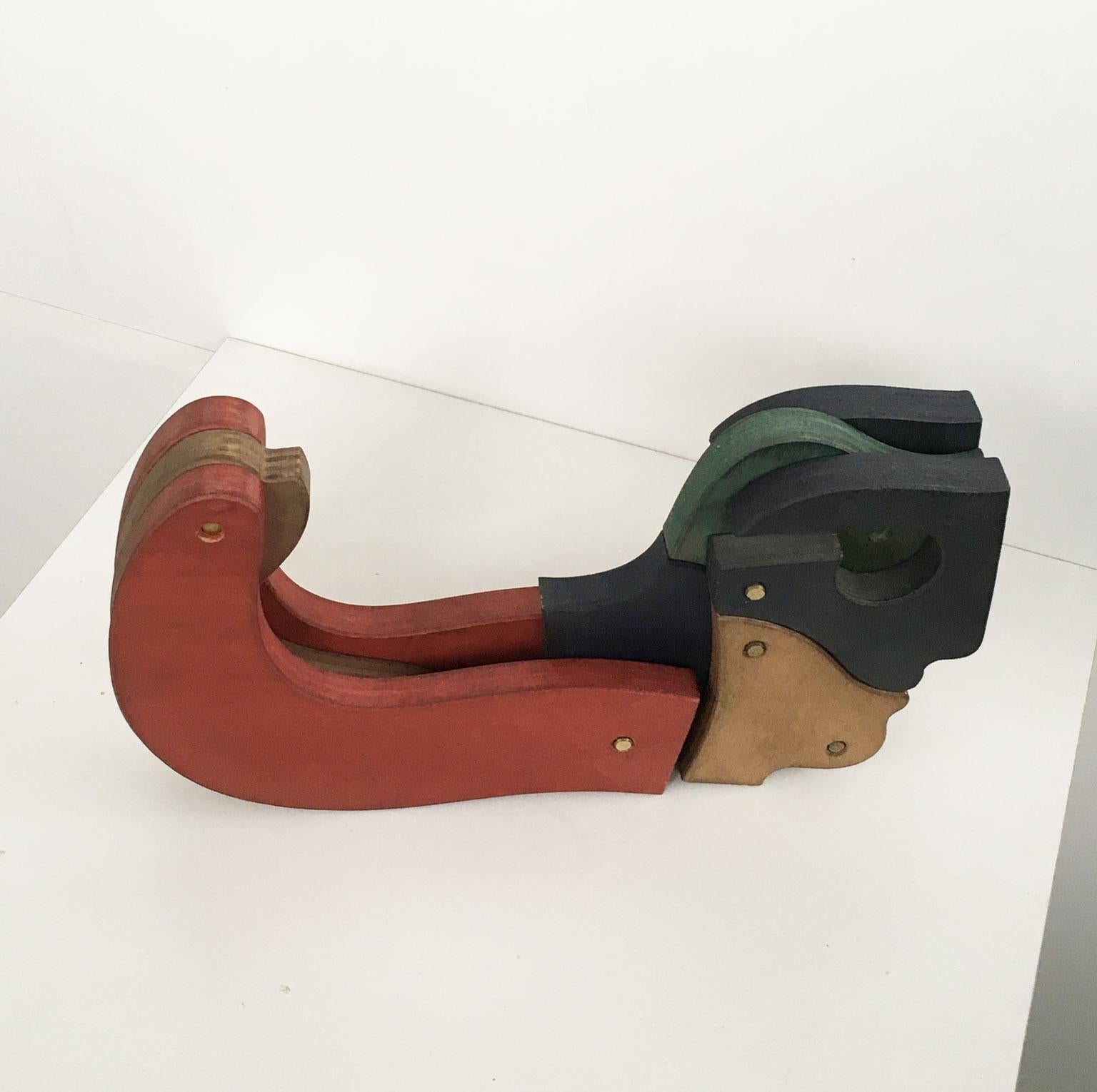 Italienisches abstraktes kinetisches Holz, 1980  Skulptur von Bruno Chersicla im Angebot 1